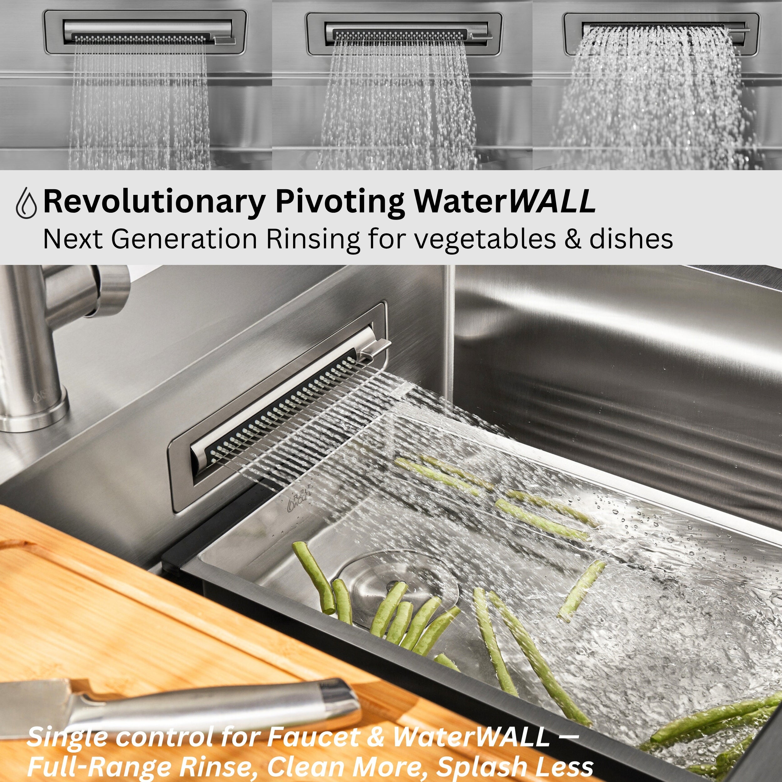 FORNO ACQUA 33 in. Drop-In/Undermount 50/50 Double Bowl Stainless Steel Sink with Faucet & Waterfall