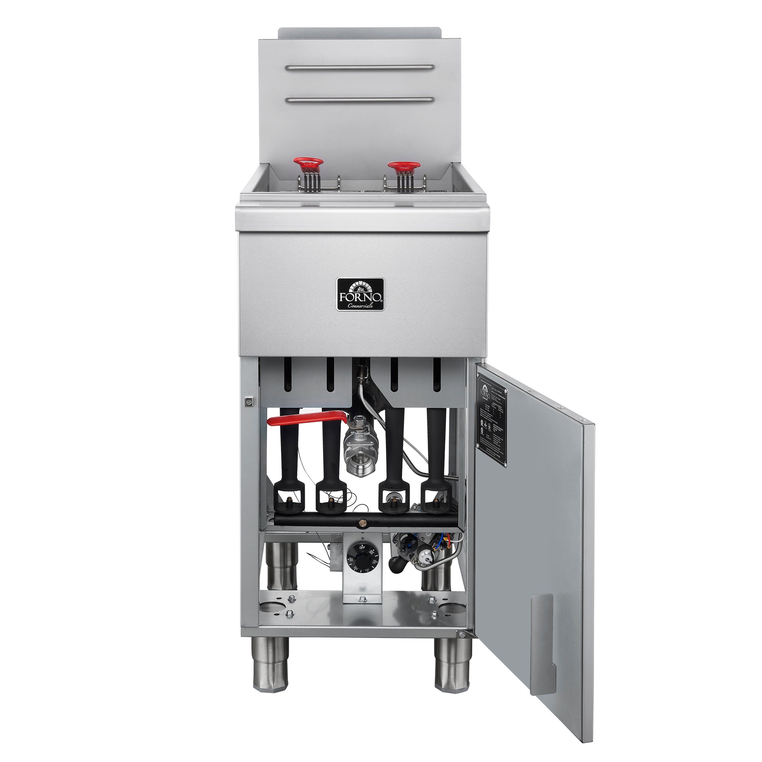 Forno Commerciale Natural Gas Deep Fryer, 4 Burners 120,000 BTU, 50 lbs Oil Capacity