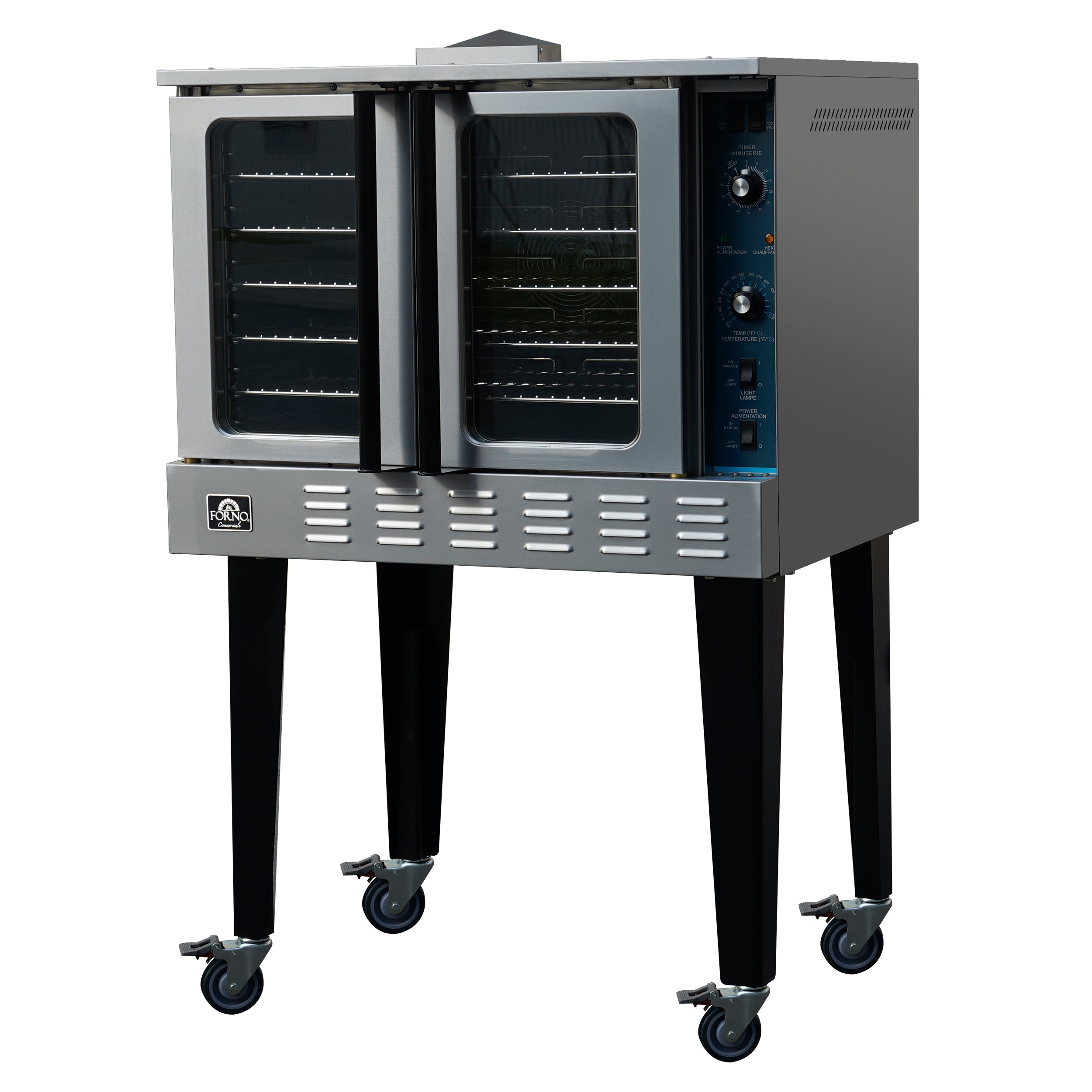 Forno Commerciale Convection Gas Oven, 3 burners 54,000 BTU, 150–500°F, stainless steel, NG/LP convertible