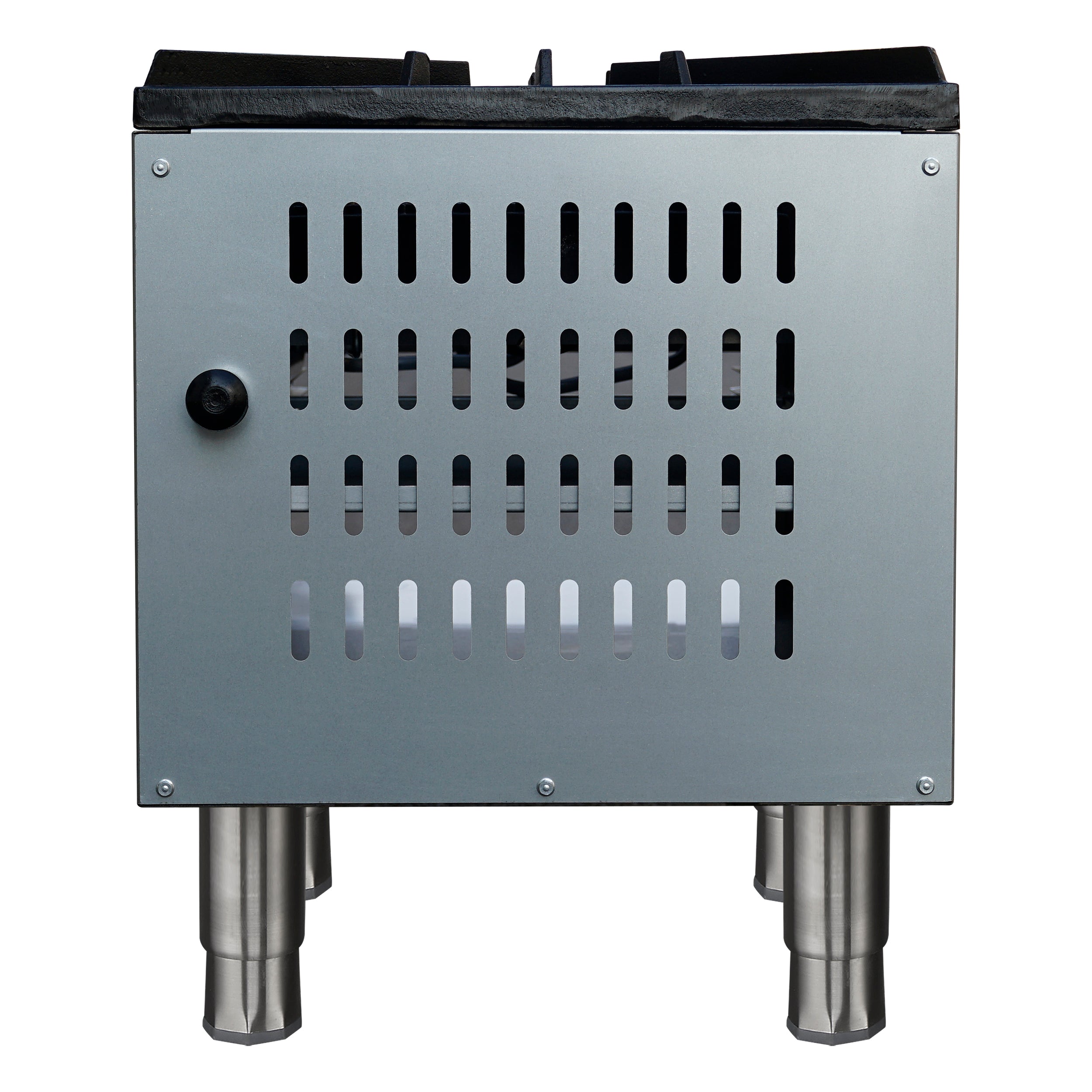 Forno Commerciale gas stock pot range, 2 powerful 3-ring burners, 160,000 BTU, durable stainless steel, heavy-duty cast iron grates