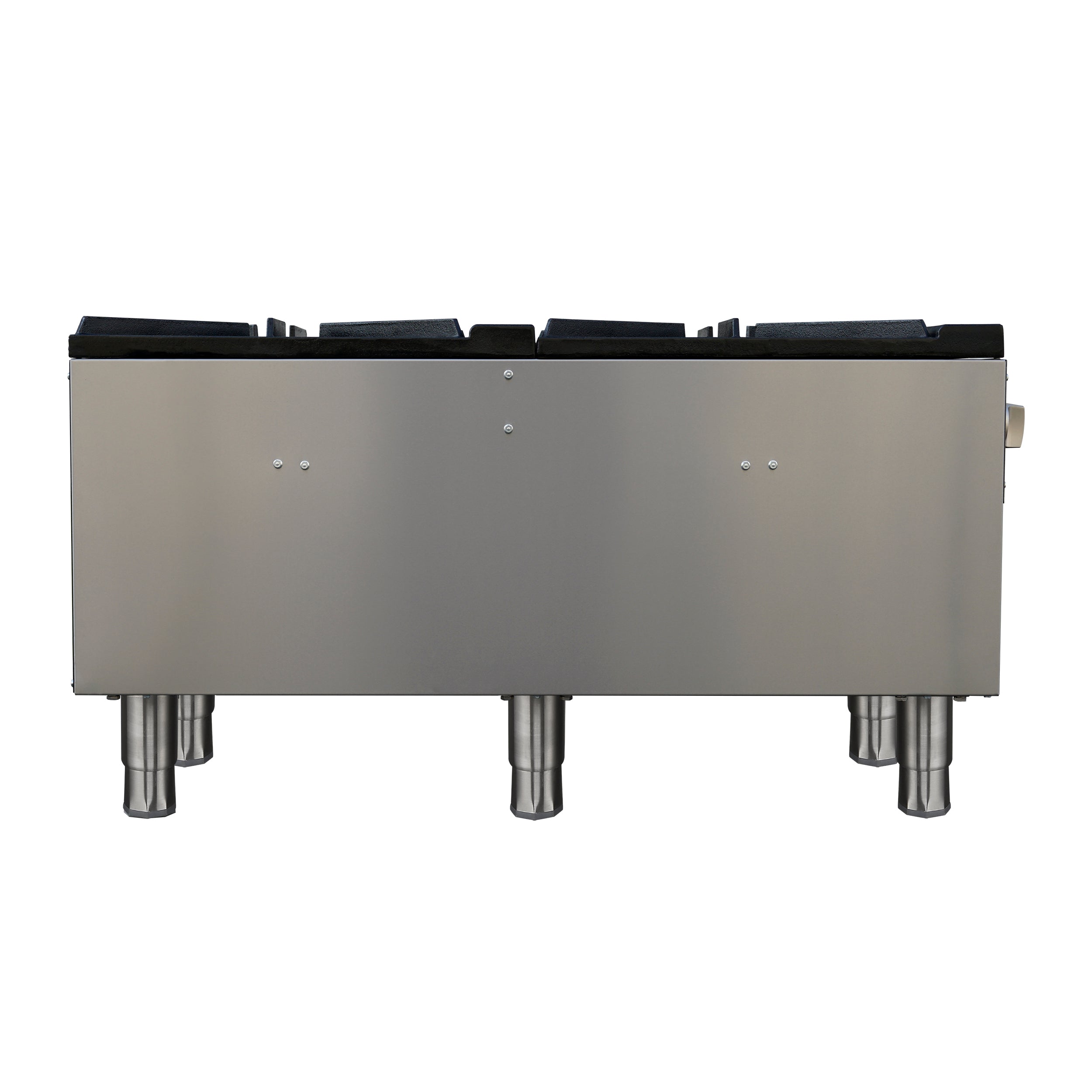 Forno Commerciale gas stock pot range, 2 powerful 3-ring burners, 160,000 BTU, durable stainless steel, heavy-duty cast iron grates