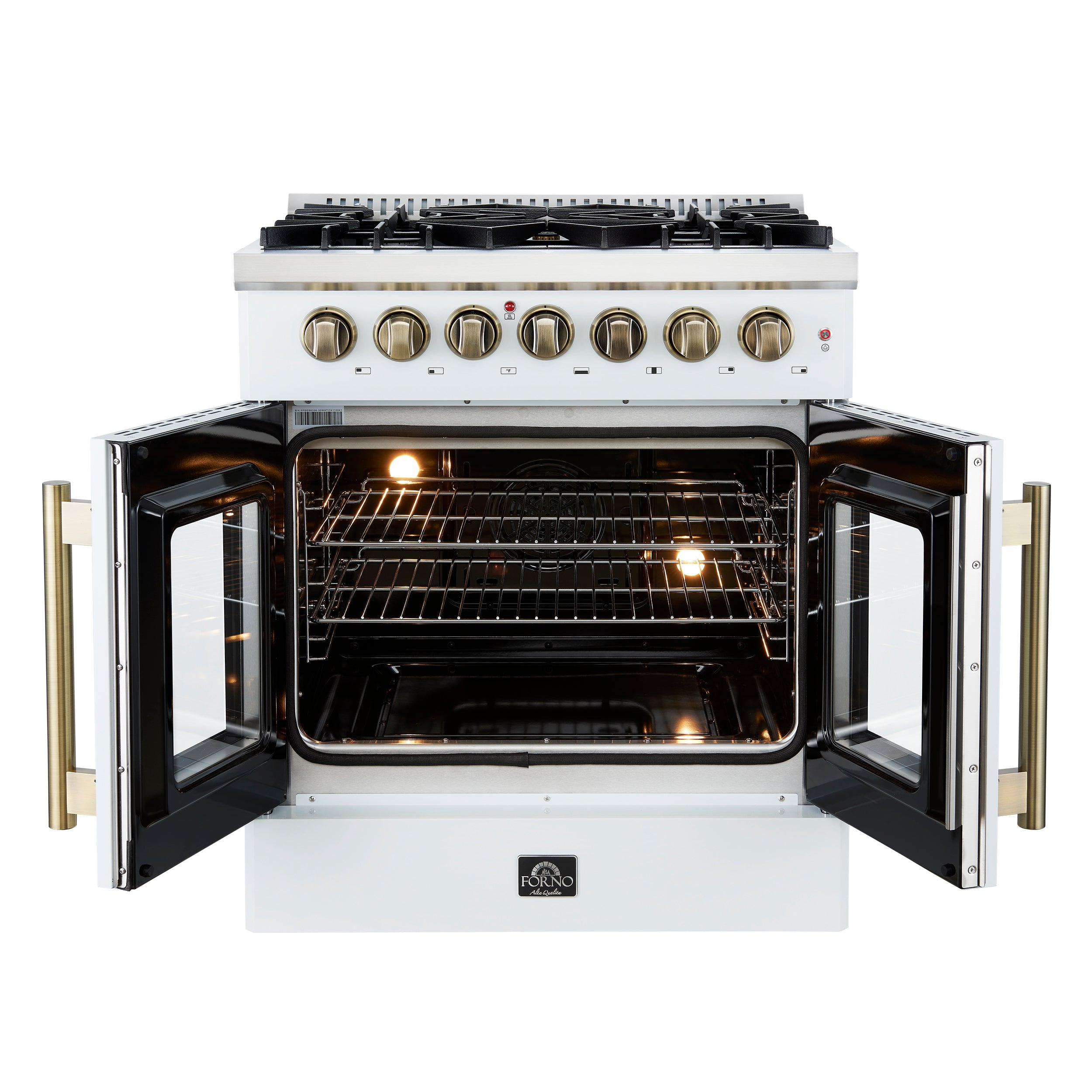 Forno Galiano 30-inch Freestanding French Door Dual Fuel Range White