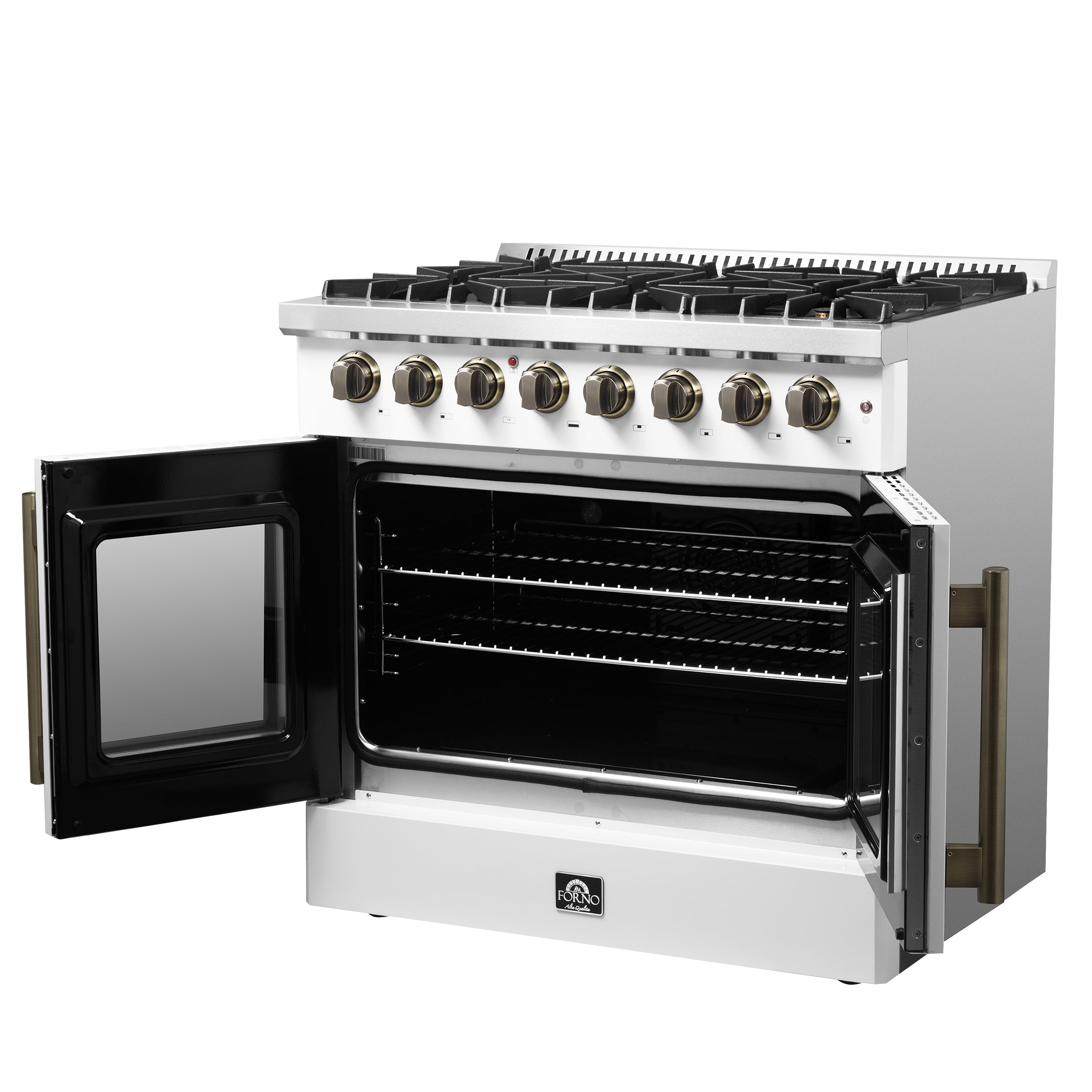 Forno Galiano 36-inch Freestanding French Door Dual Fuel Range White