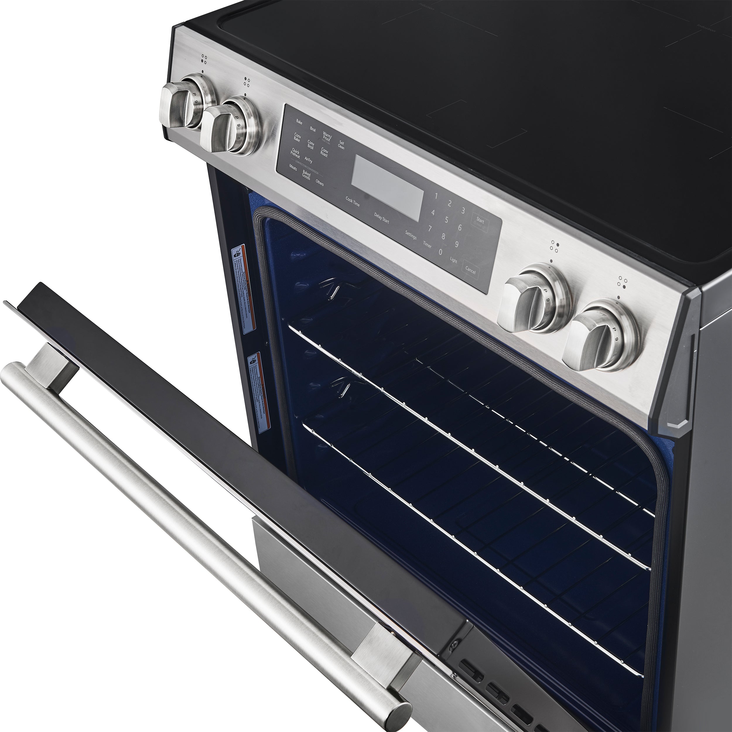Forno Donatello Espresso 30-Inch Slide-In Stainless Steel Induction Range, Convection Oven, 5 Cooking Zones, Touch Control Panel