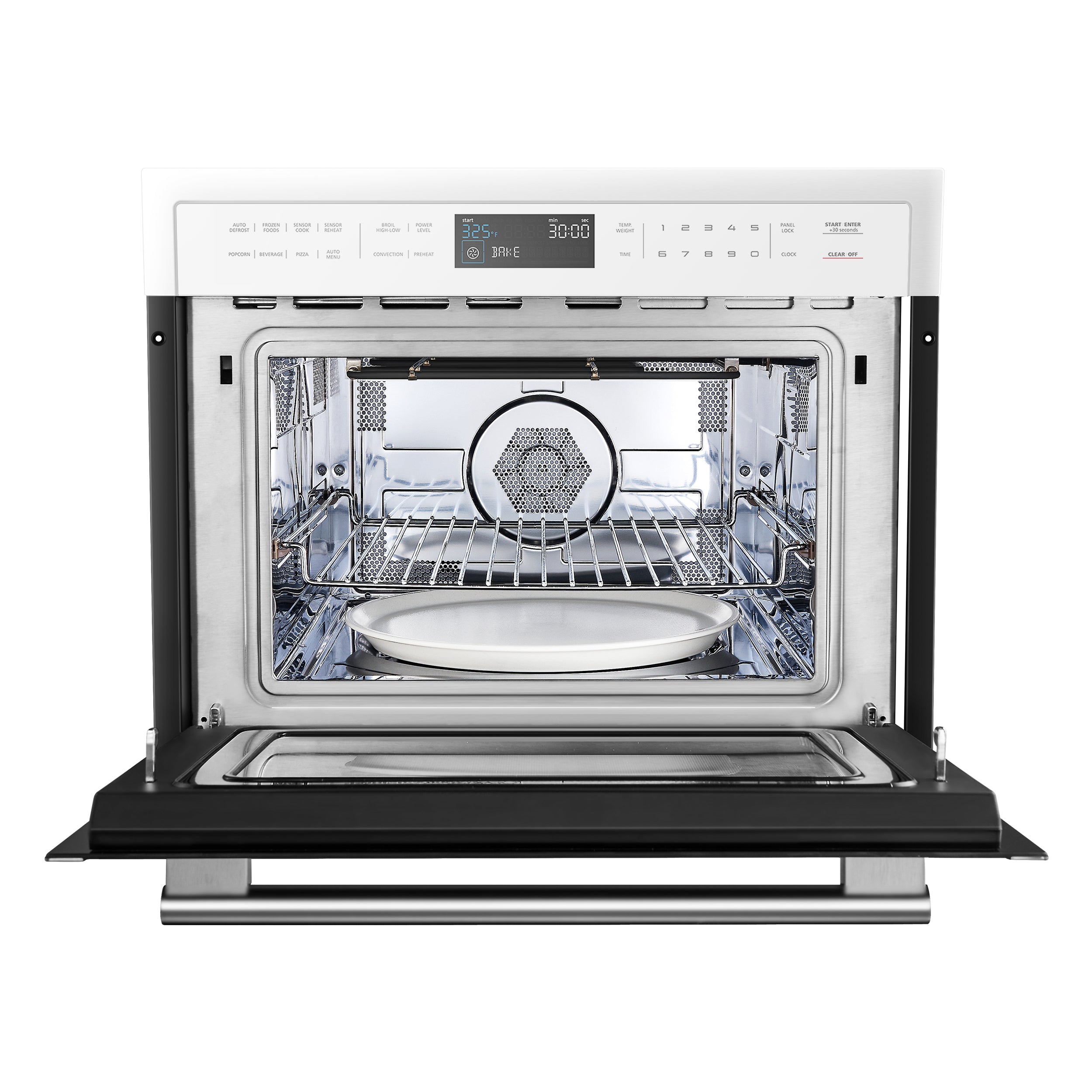 Forno Oliena Espresso White 24-Inch Built-In Microwave and Convection Oven Combo, 1.6 cu.ft, 1750W Convection, 1000W Microwave, Stainless Steel Interior, Glass Touch Controls, Sensor Cooking