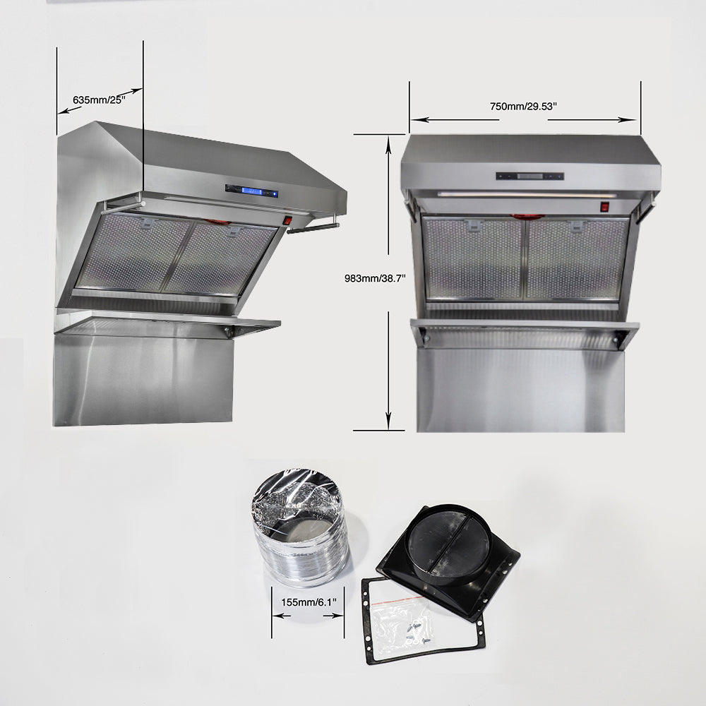 Forno Savona 30-Inch Wall Mount Range Hood, Hybrid Filters, Backsplash Included