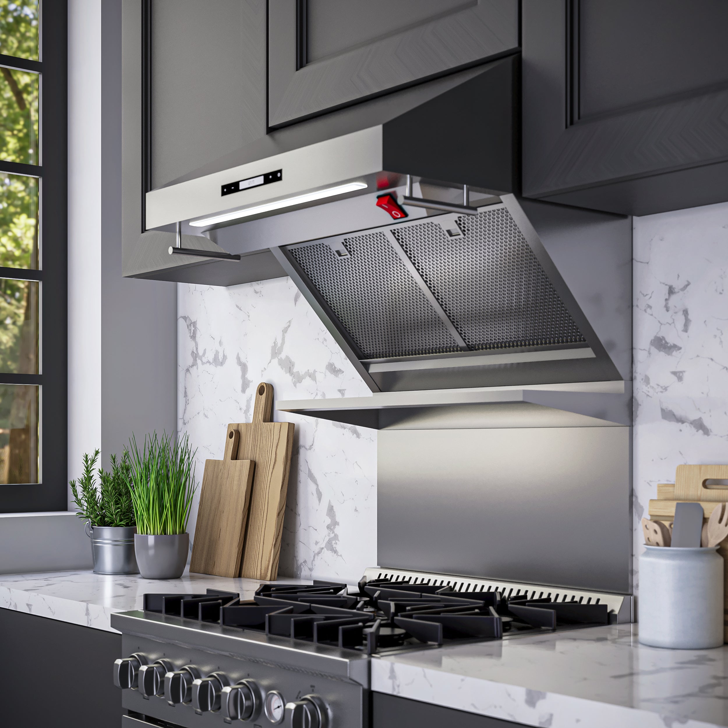 Forno Savona 30-Inch Wall Mount Range Hood, Hybrid Filters, Backsplash Included