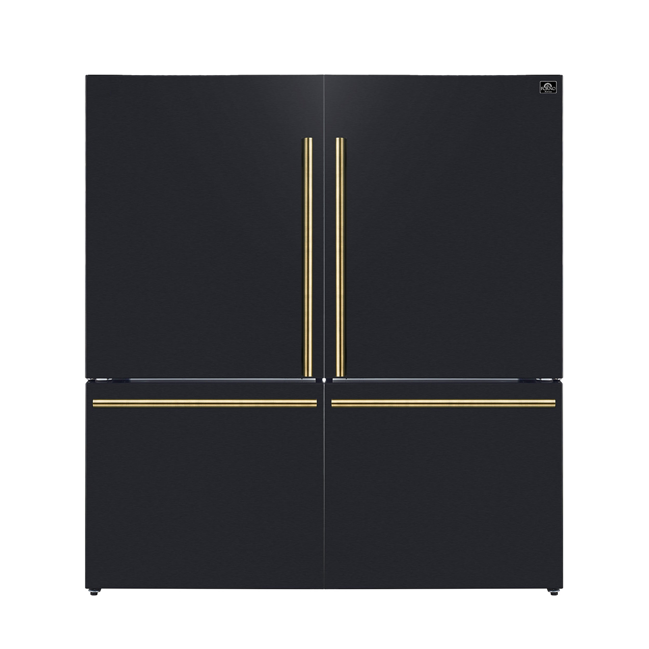 Forno Milano 2-Piece 62-Inch Freestanding Dual Bottom Freezer Refrigerator in Black – 34.4 cu.ft, Touch Control, Ice Maker