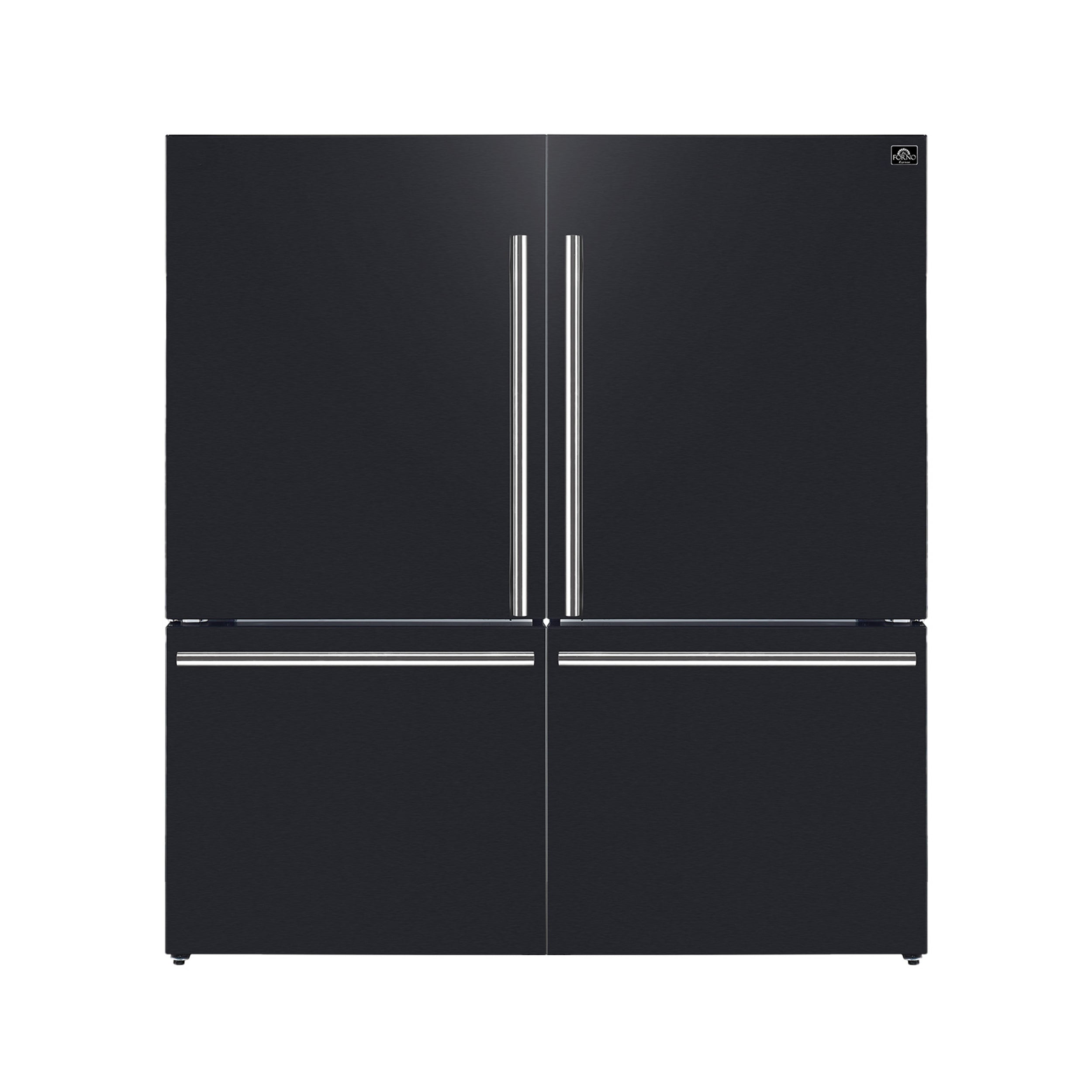 Forno Milano 2-Piece 62-Inch Freestanding Dual Bottom Freezer Refrigerator in Black – 34.4 cu.ft, Touch Control, Ice Maker