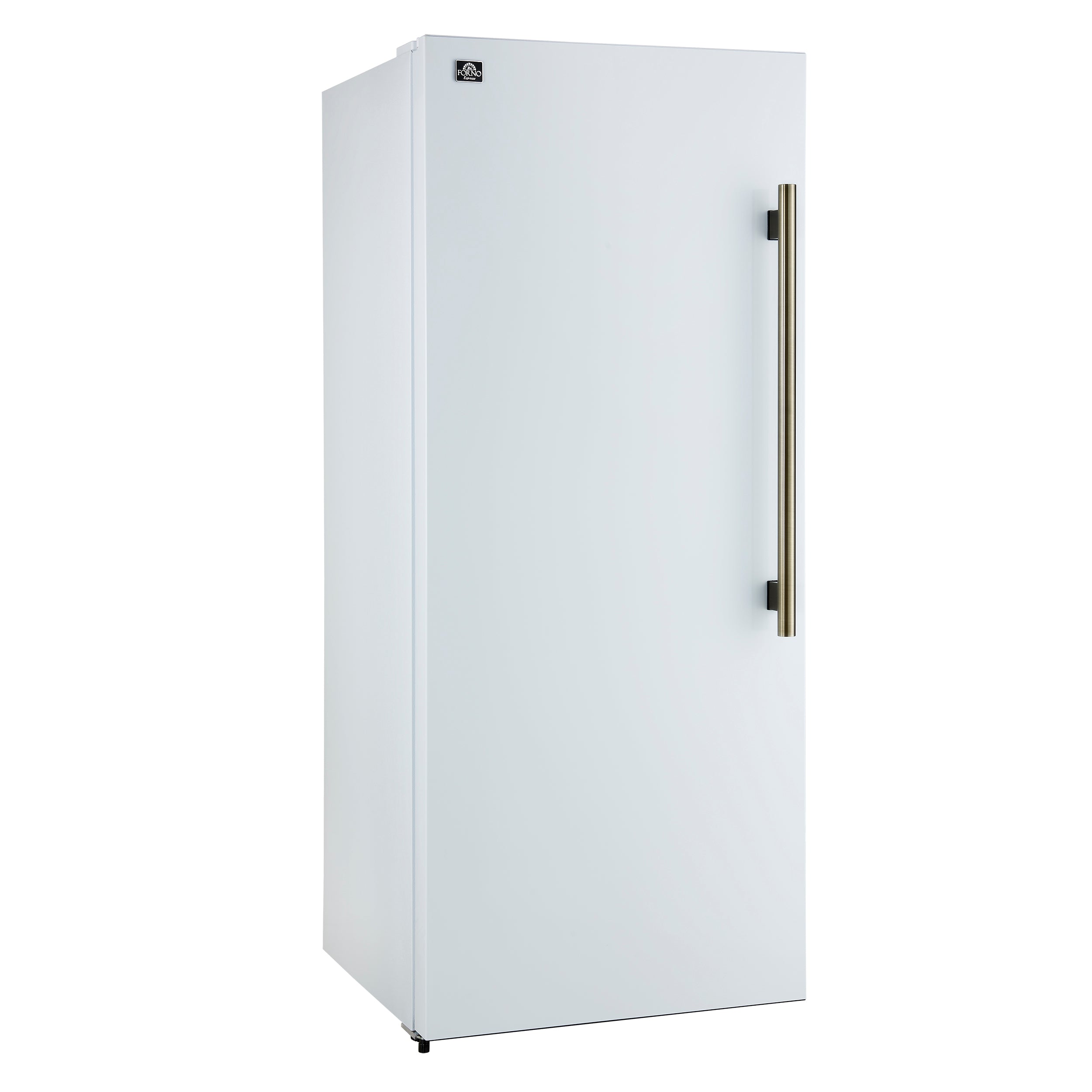 Forno Maderno 28-Inch Convertible Upright Freezer/Refrigerator in White with Antique Brass Handle, 13.6 cu.ft., Left Swing
