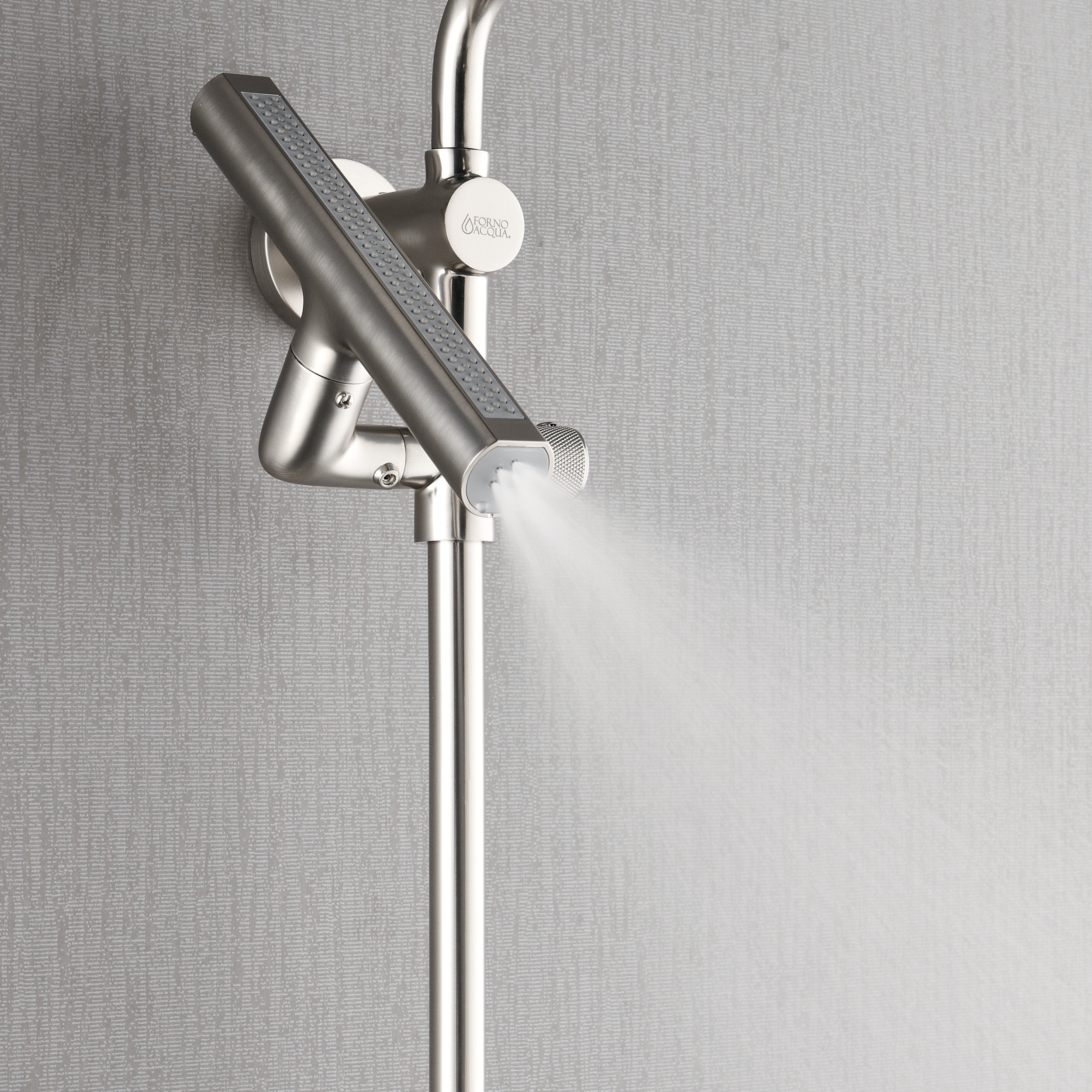 Forno Acqua AcquaFALL Shower, Brushed Nickel Finish, Overhead Rainfall Shower, Handheld Shower Head, Body Jets, 1.8 GPM Flow Rate