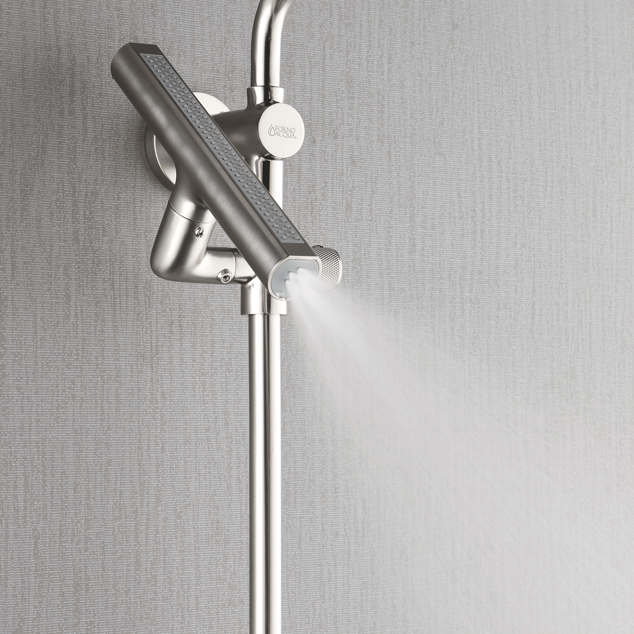 Forno Acqua AcquaFALL Shower, Brushed Nickel Finish, Overhead Rainfall Shower, Handheld Shower Head, Body Jets, 1.8 GPM Flow Rate