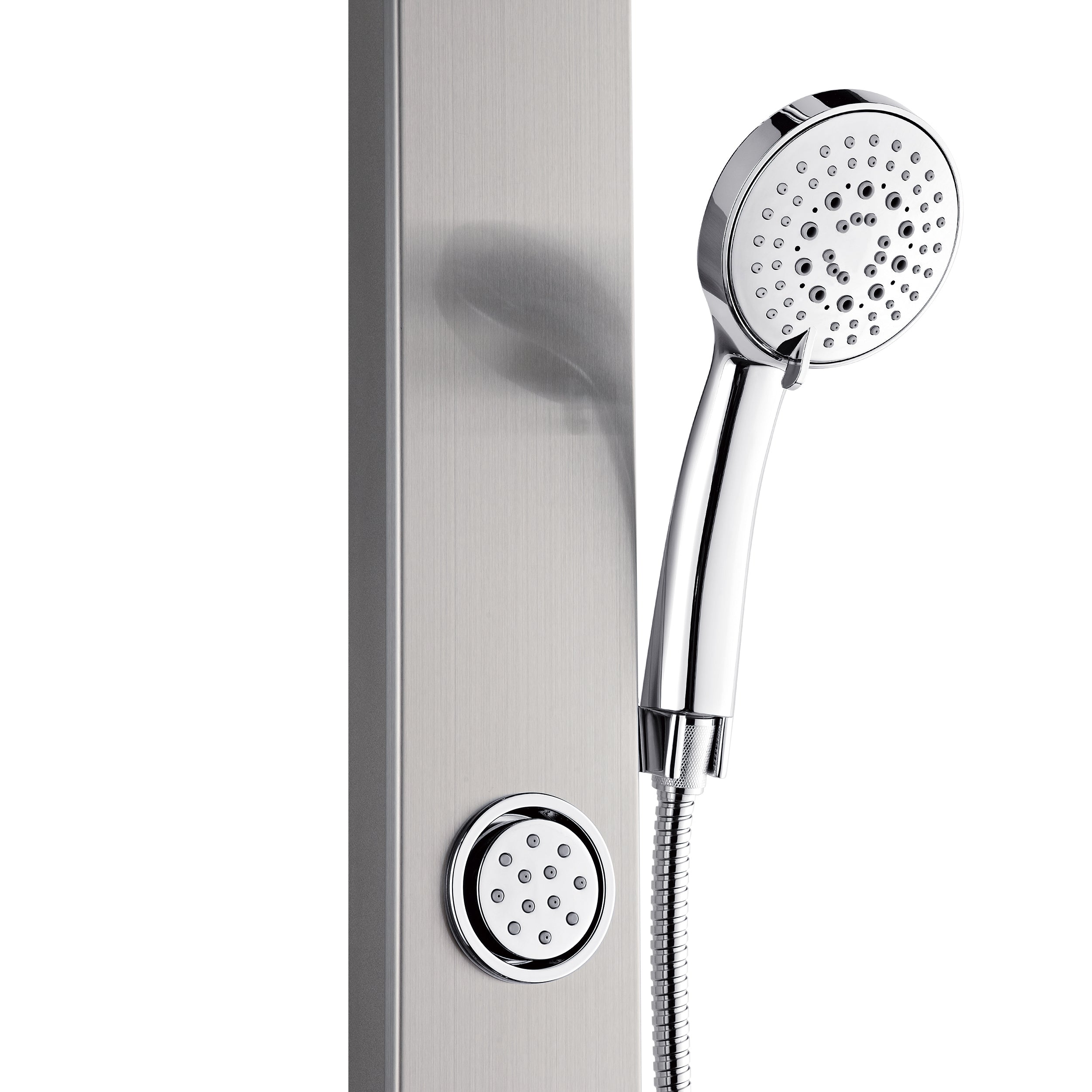 Forno Acqua AcquaSPA Shower Panel in Stainless Steel, Overhead Rainfall Shower, Handheld Shower Head, Body Jets, 1.8 GPM Flow Rate