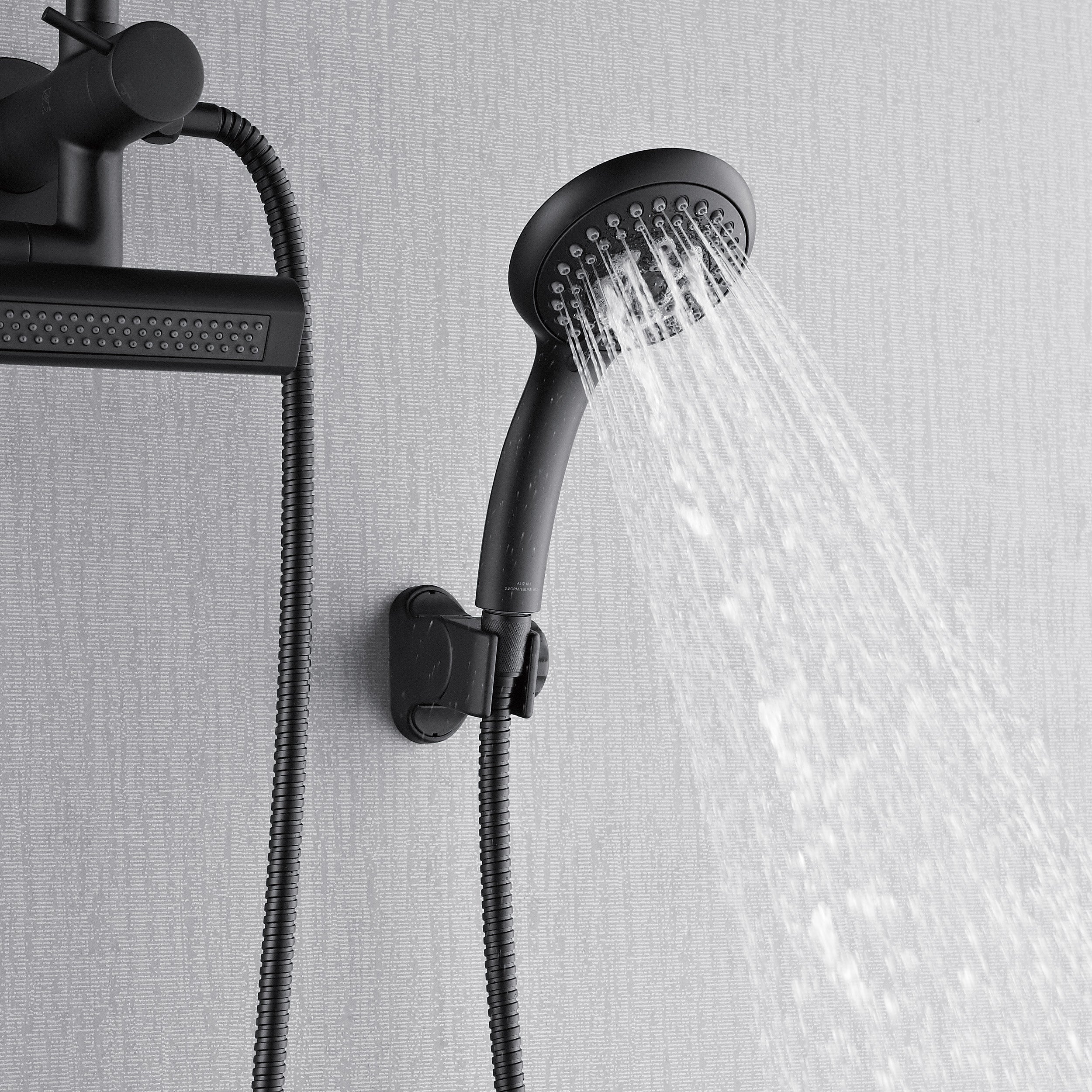 Forno Acqua AcquaFALL Mini 8 Inch Shower Head, Matte Black Finish, Overhead Rainfall Shower, Handheld Shower Head, Body Jets, 2.5 GPM Flow Rate