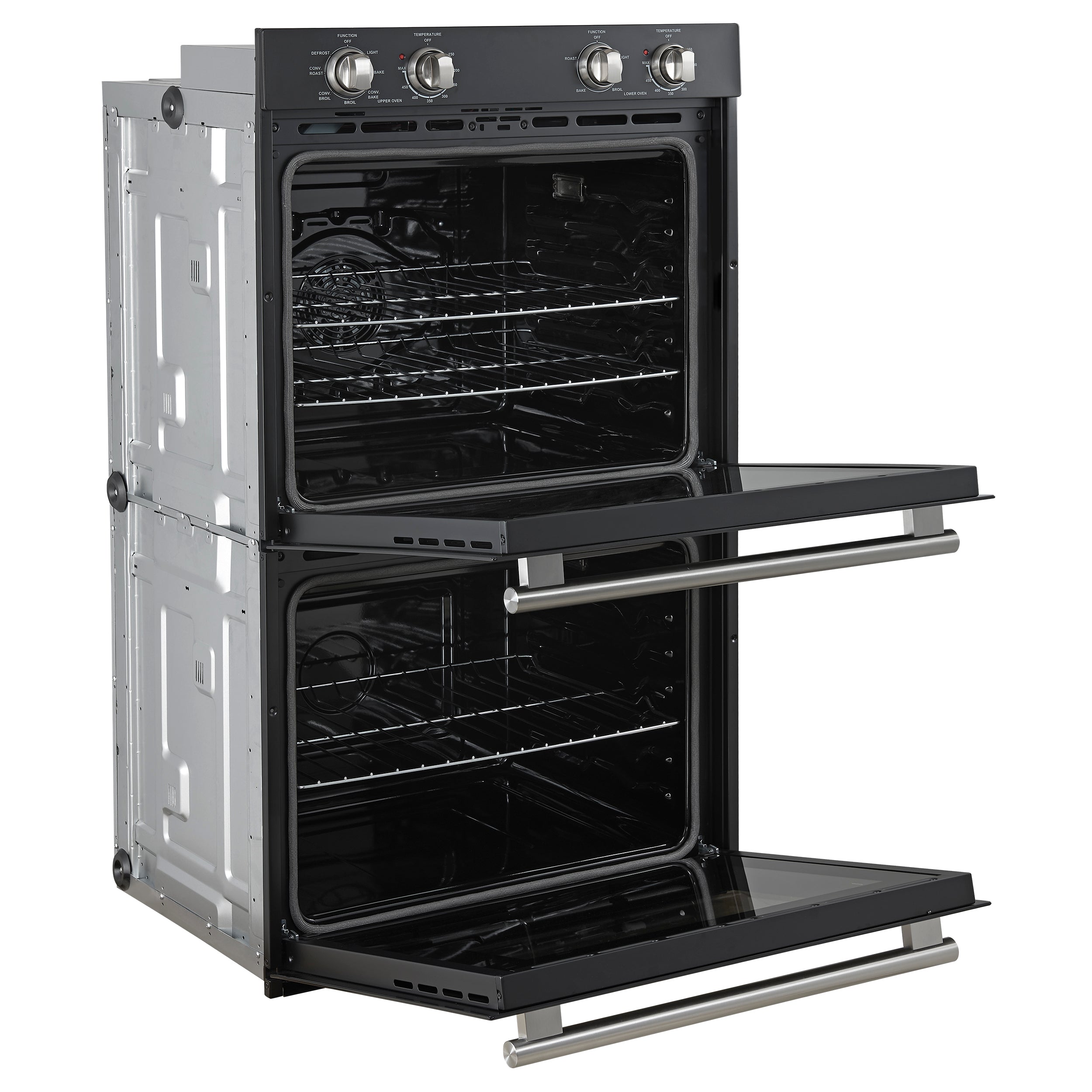 Forno Vomero 30-Inch Double Wall Oven, Black, 10 cu.ft Total Capacity, 7100W Convection, Mechanical Controls, Manuel Steam Clean