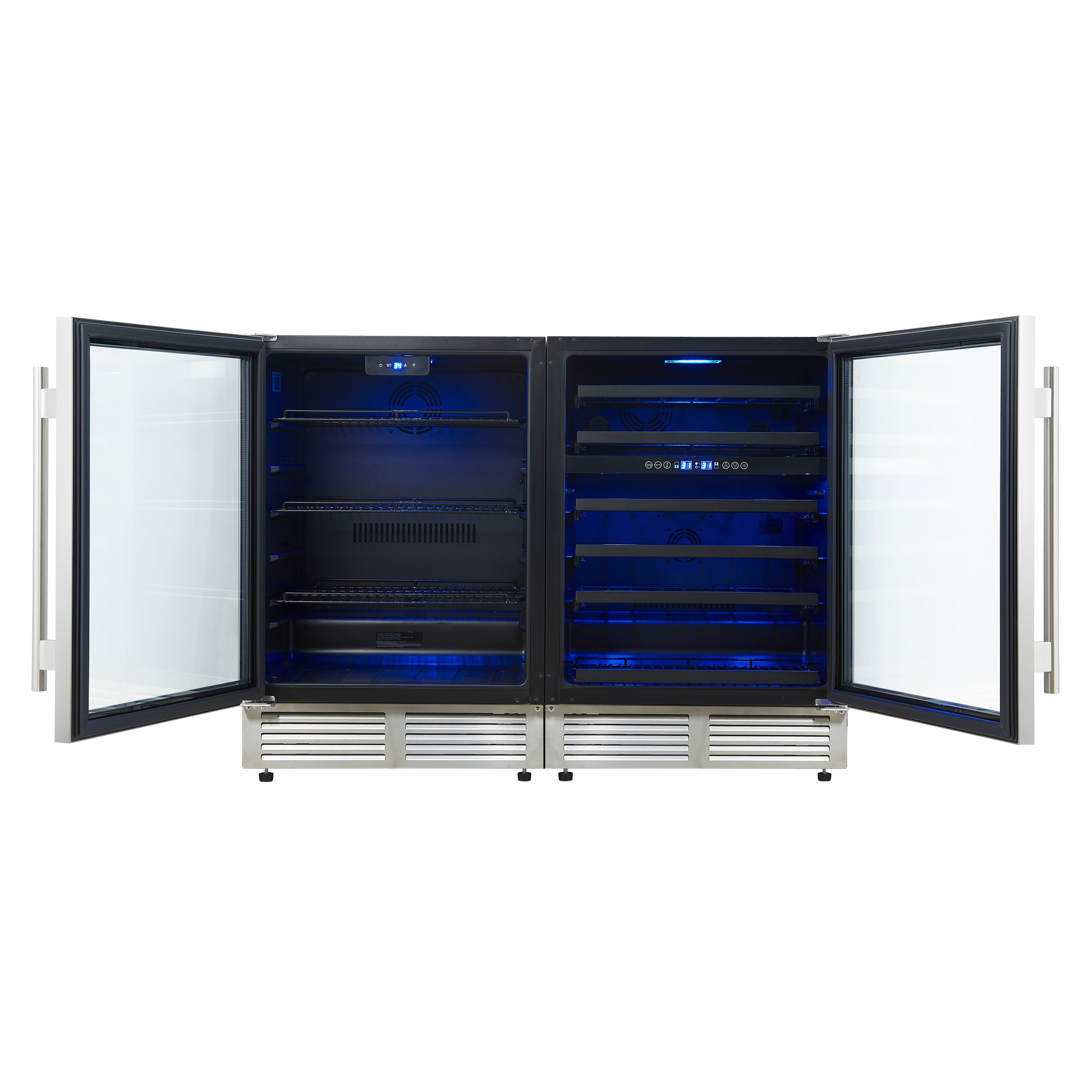 Gemello 48 Inch Side-by-Side Wine and Beverage Cooler in Stainless Steel, French Door, 9.6 cu. ft.