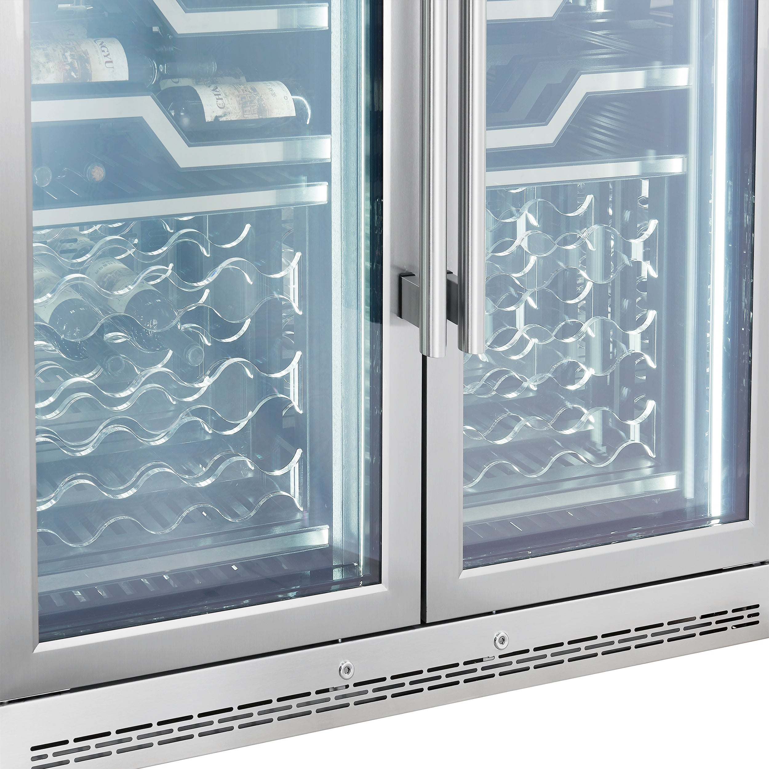 FORNO Abruzzo 48-Inch Dual Zone Wine Cellar, 102 Bottles, 24 cu. ft., Clear Acrylic Holders & Stainless Trim Shelves