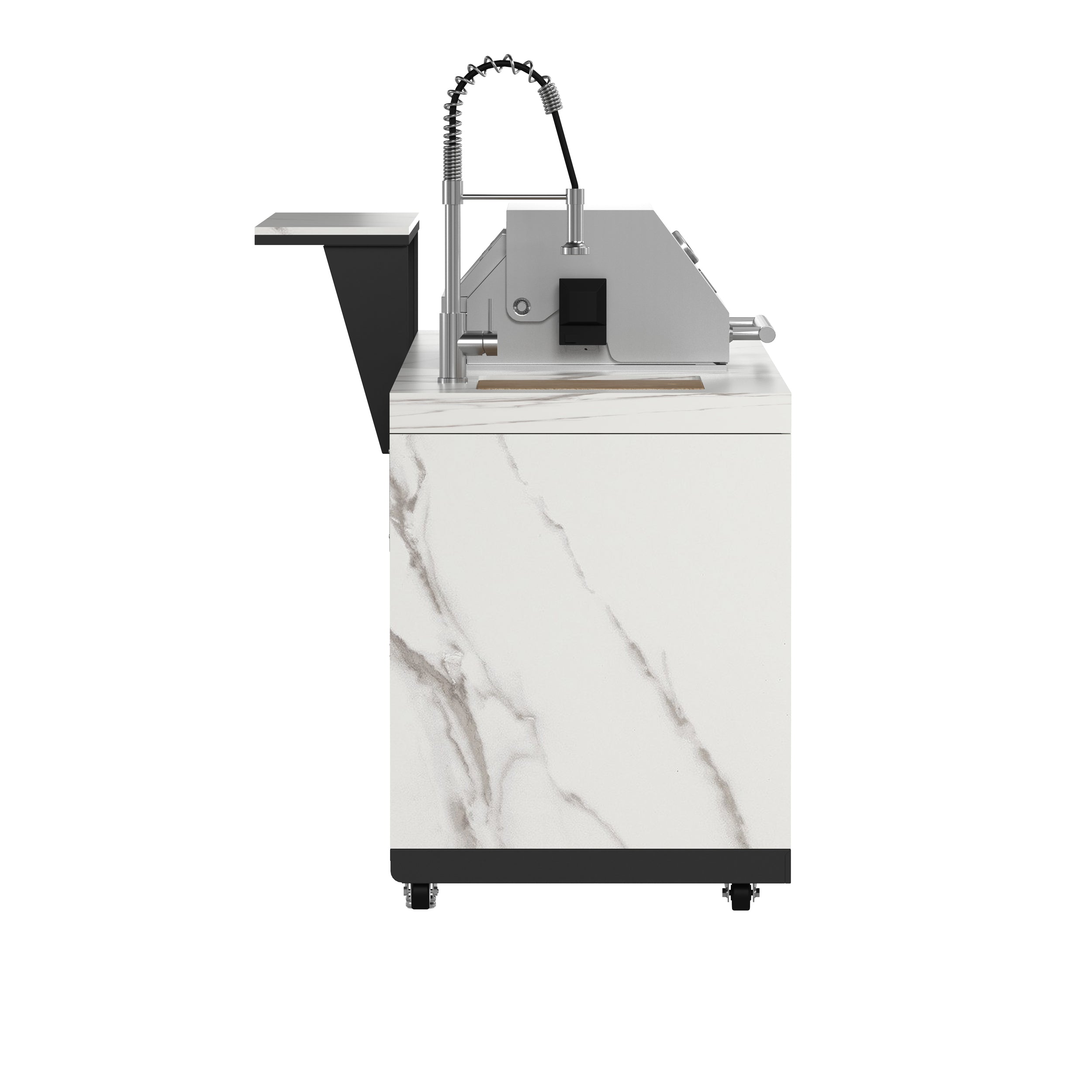 Forno Rimini Outdoor Kitchen: 30" BBQ 62,600 BTU, 4.8 cu.ft. Refrigerators, White Countertops