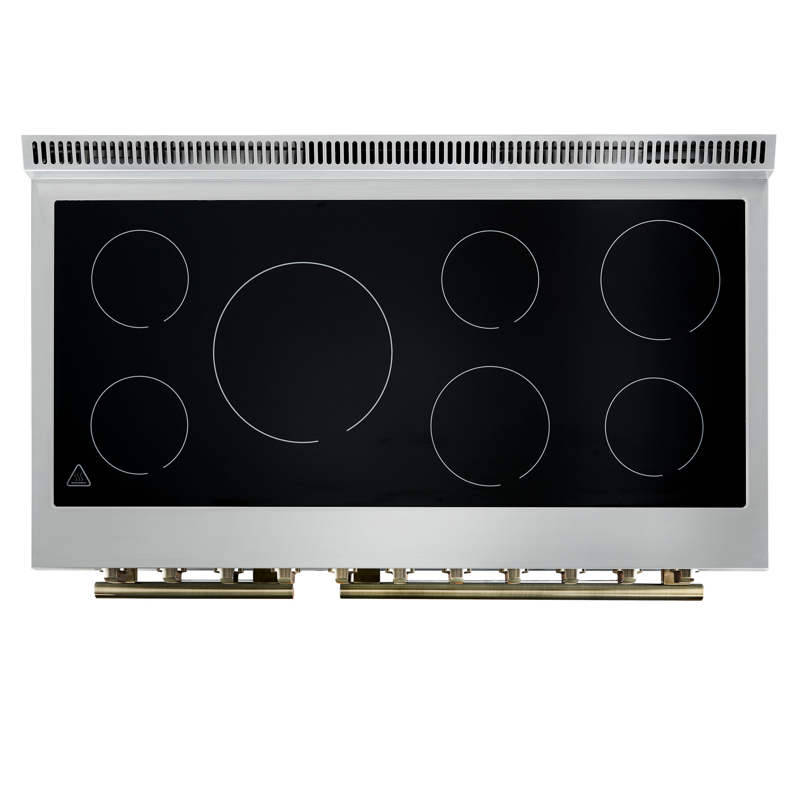 Forno Paolo 48 Inch Freestanding Electric Range in White with Antique Brass, 6.7 cu.ft, True Convection Oven, Energy Efficient