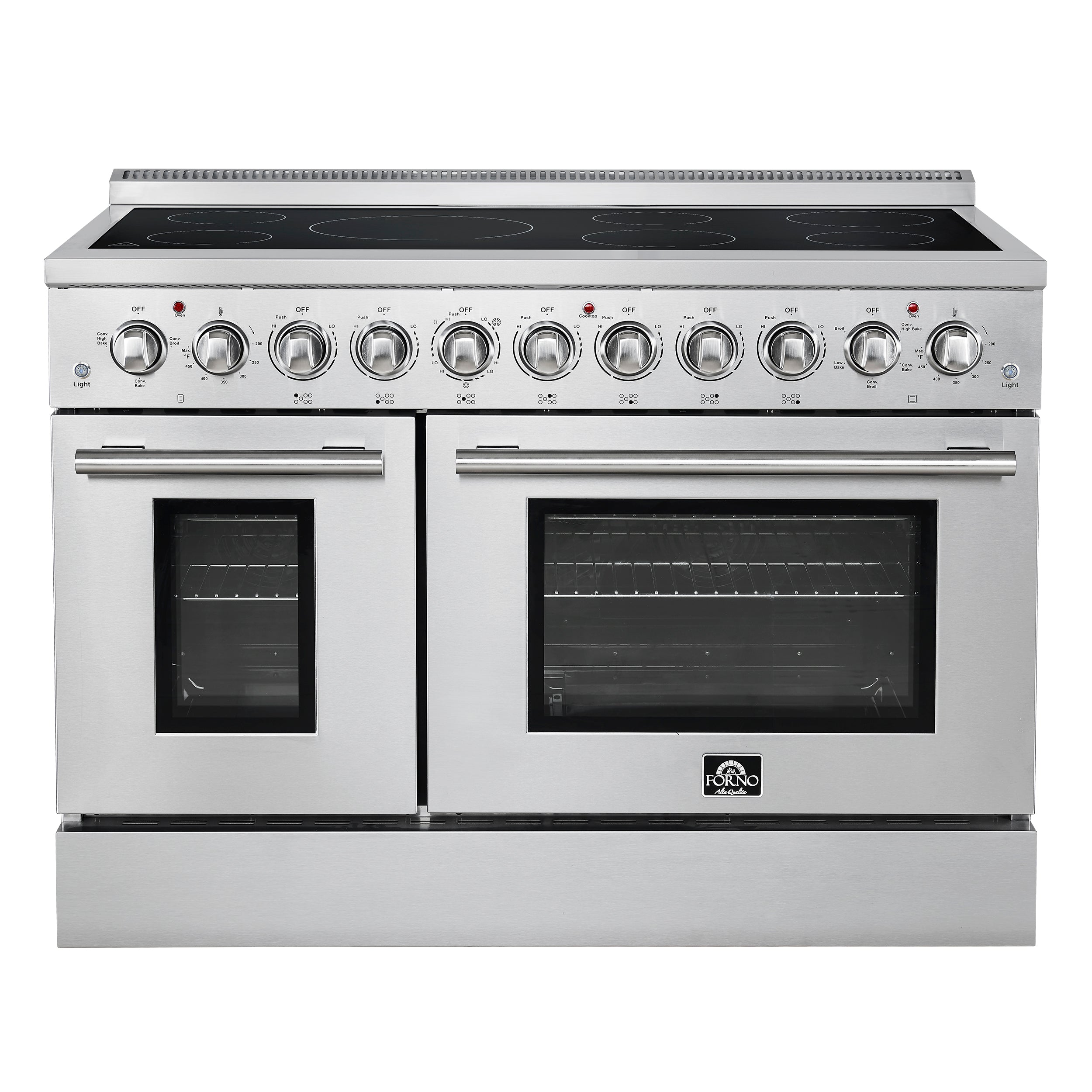 Forno Paolo 48 Inch Freestanding Electric Range, Stainless Steel, 6.7 cu.ft, True Convection Oven, Energy Efficient