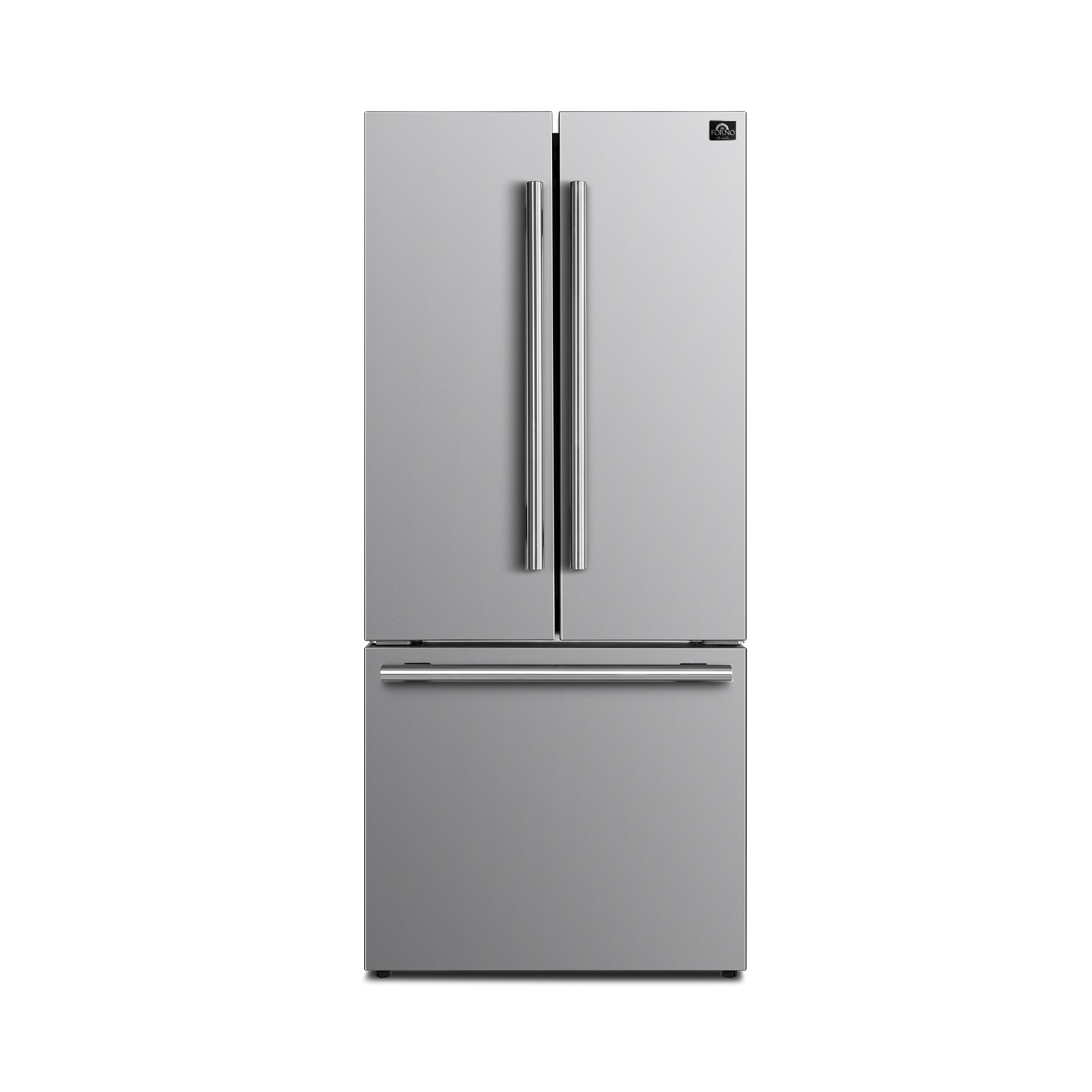 Forno Gallipoli 30-Inch French Door Refrigerator with Bottom Freezer, 17.5 cu.ft Capacity, Stainless Steel, No Frost Technology, Built-In Ice Maker, Energy Efficient