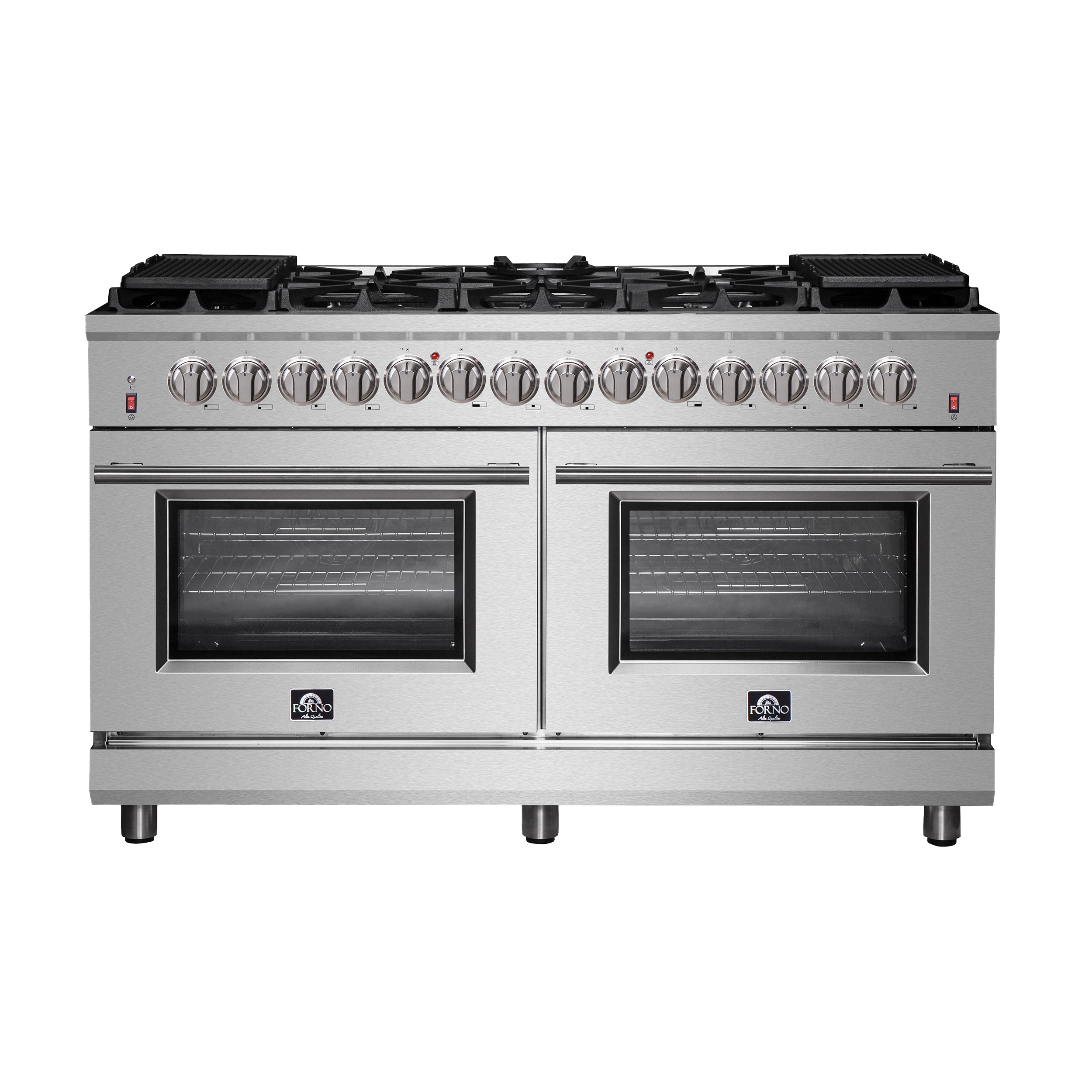 Forno Massimo 60-Inch Freestanding Dual Fuel Range, 10 Burners, Double Convection Ovens