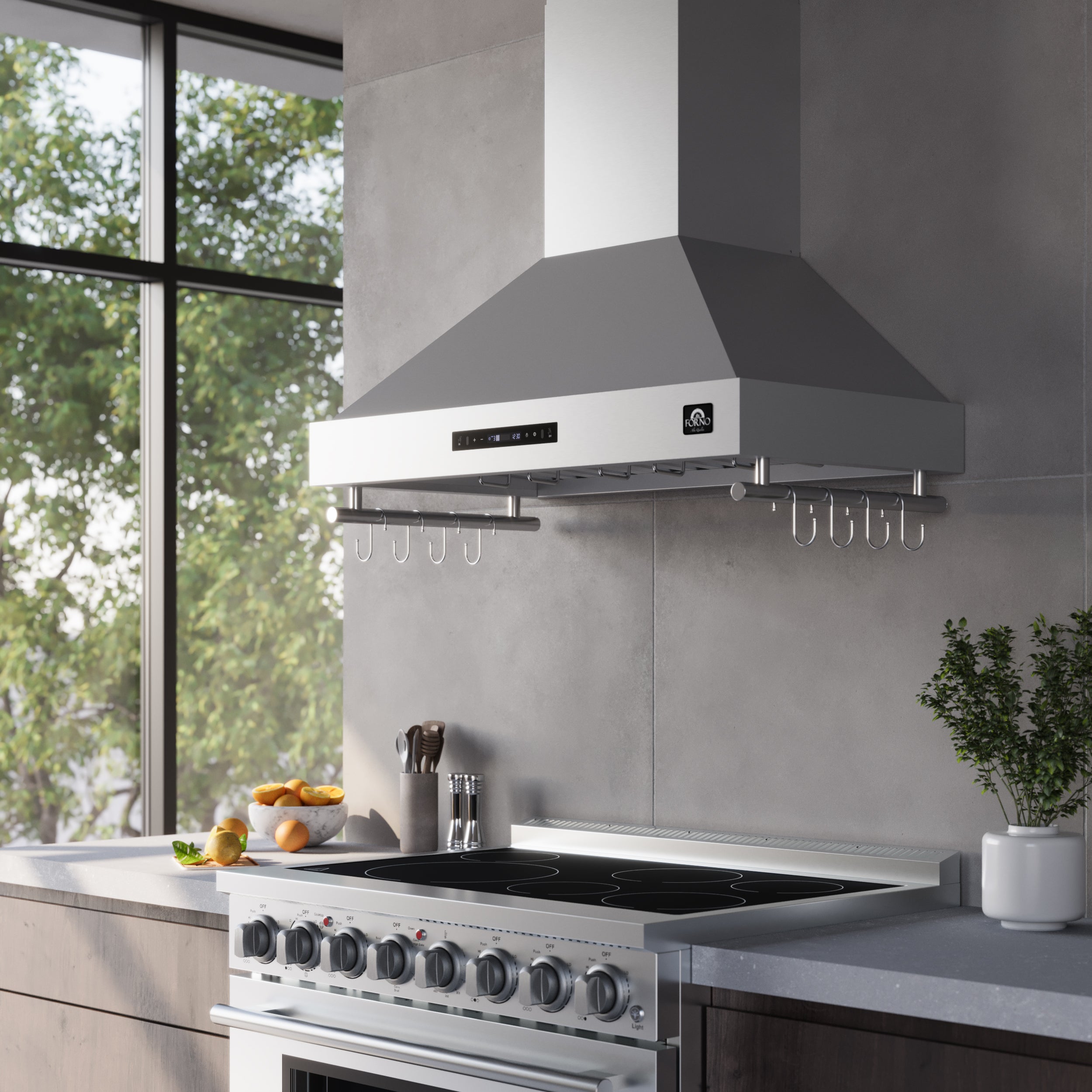 Forno Venezia 36 Inch Wall-Mounted Range Hood with Touch Controls and Baffle Filters
