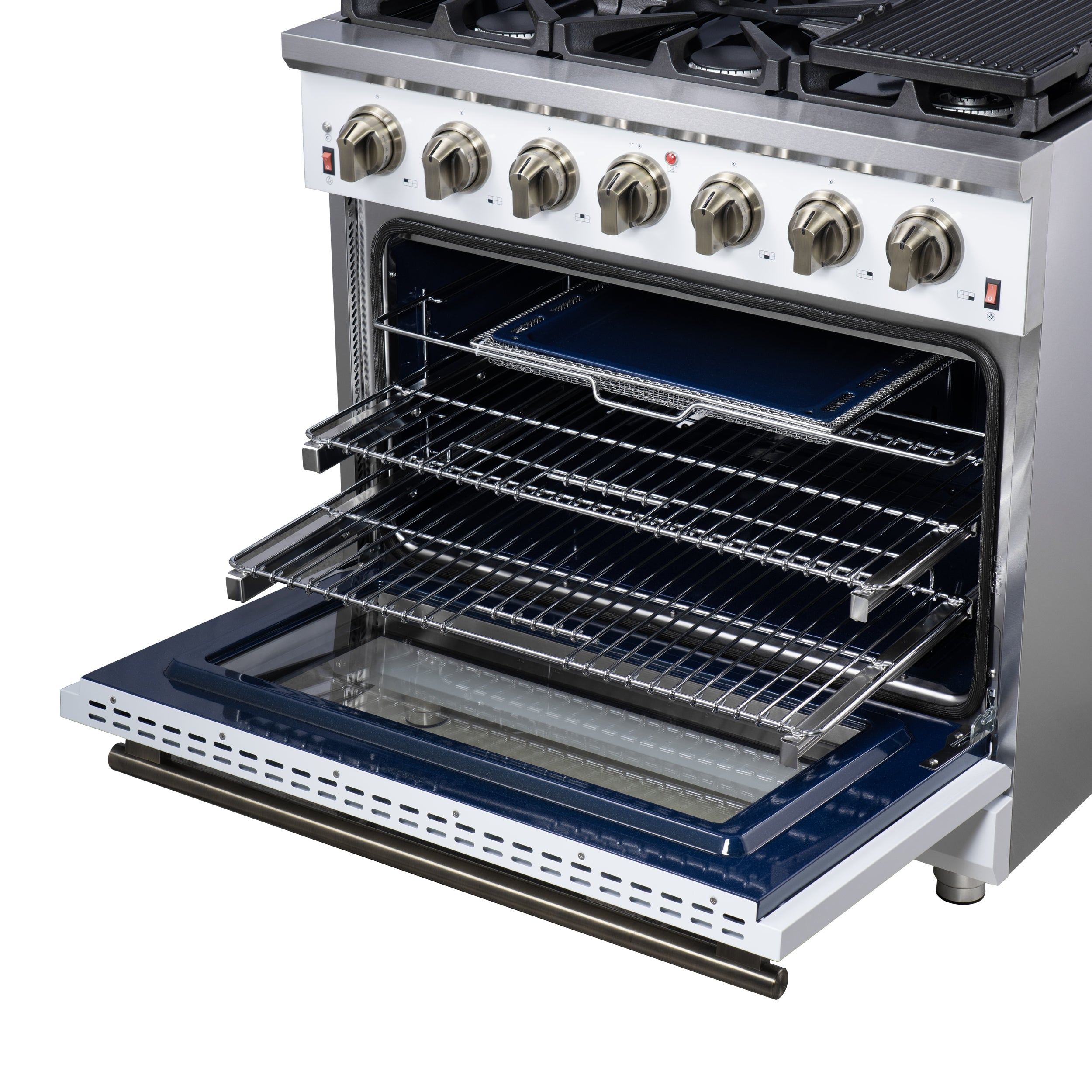 Forno Massimo 36-Inch White Freestanding Gas Range, 6 Sealed Burners, Convection Oven, Energy Efficient