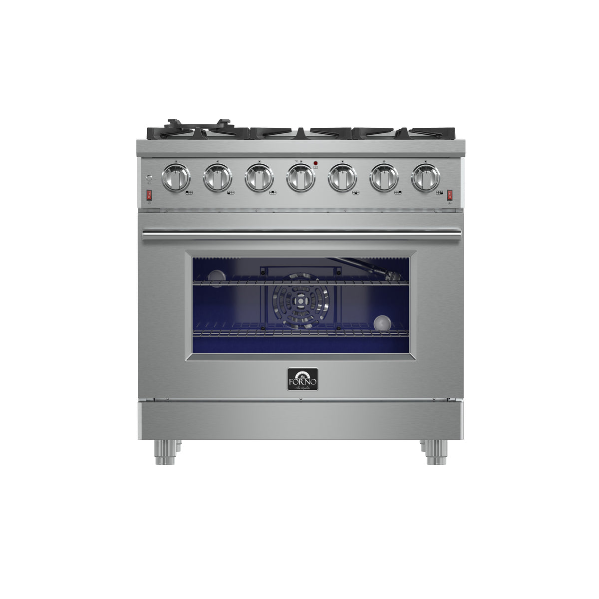 Forno Massimo 36-Inch Freestanding Gas Range, 6 Sealed Burners, Convec