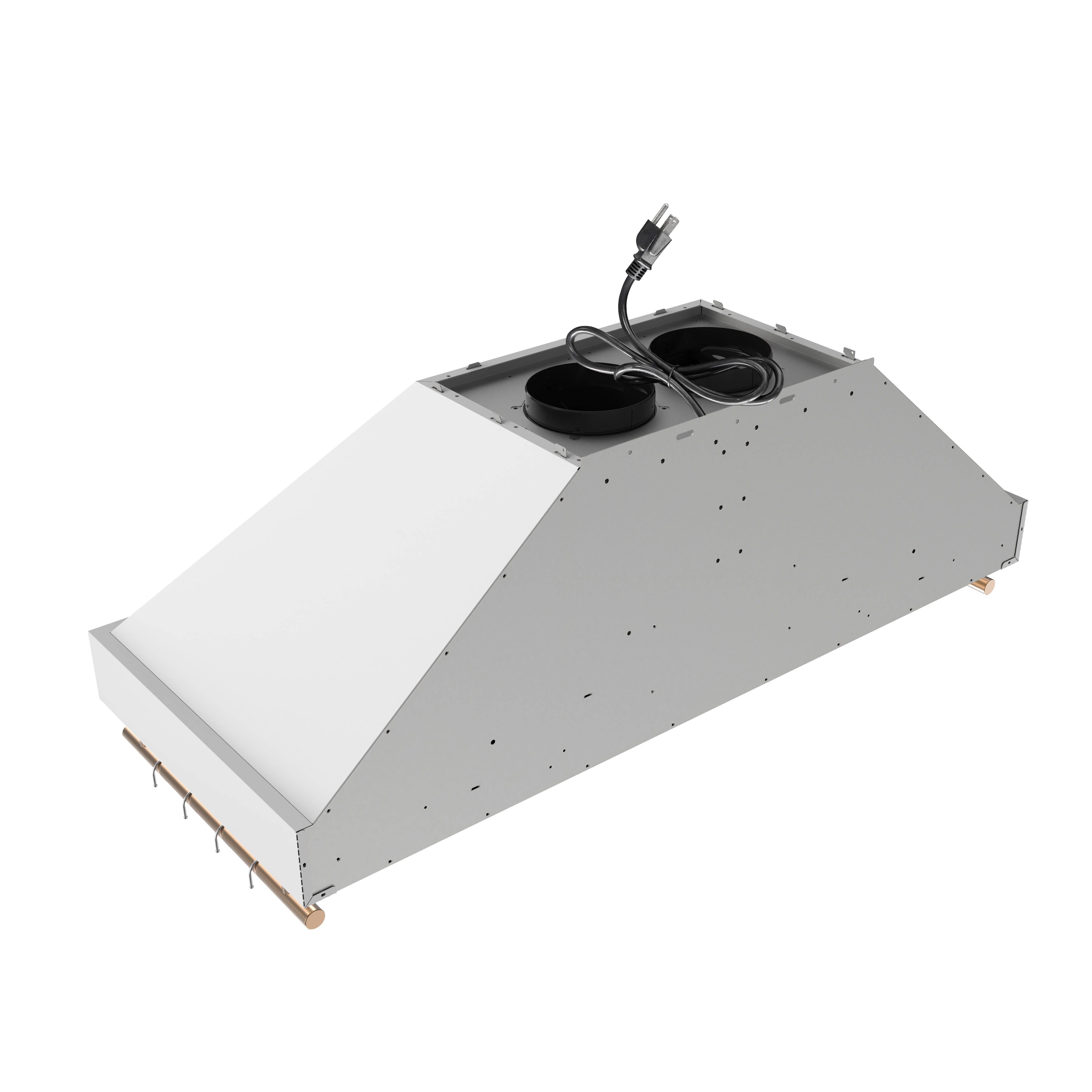 Forno Venezia 48 Inch Wall-Mounted Range Hood in White with Antique Brass Accessories, Touch Controls and Baffle Filters