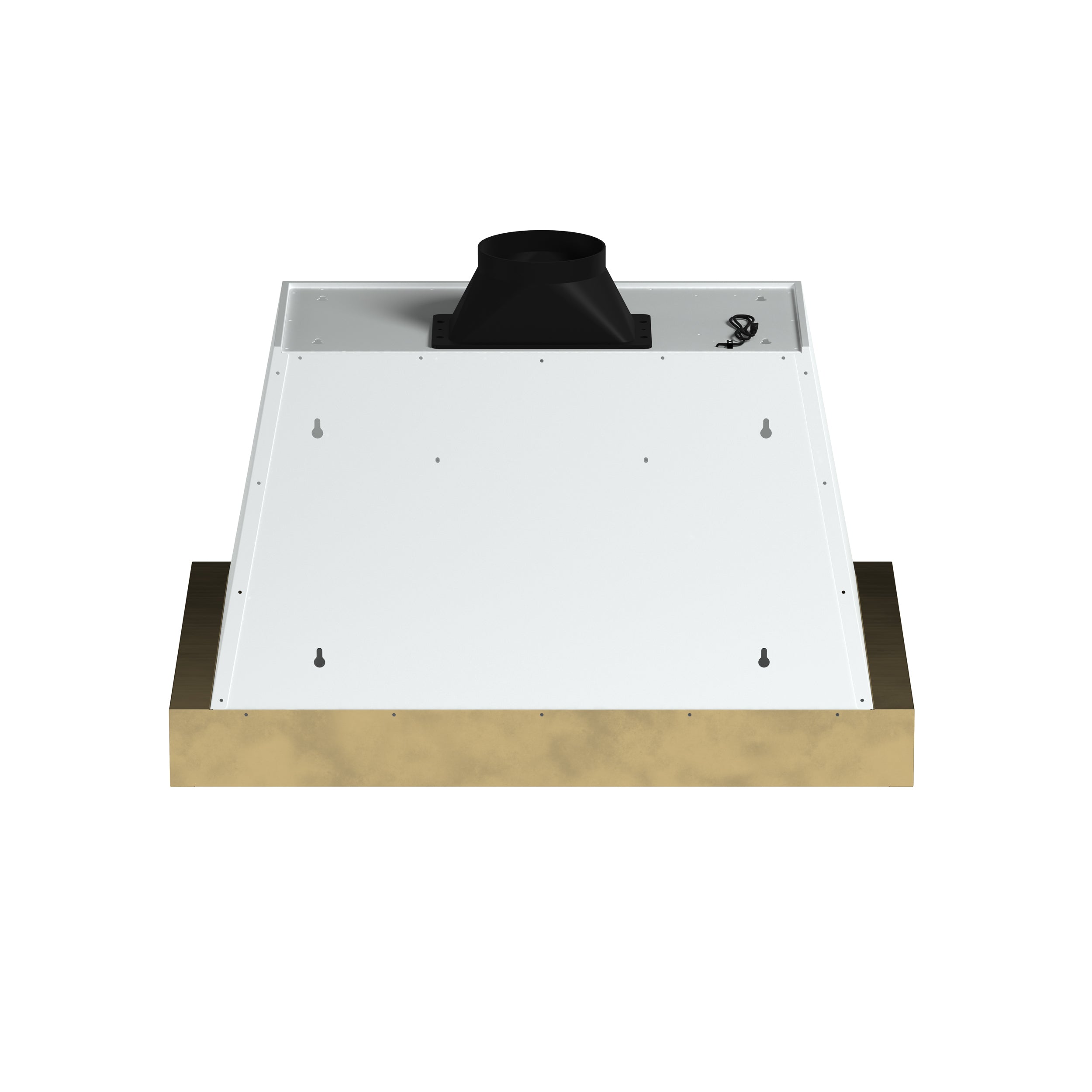 Forno Vittorio 36-Inch Wall Mount Range Hood, White with Antique Brass Trim, 424 CFM Airflow, Dishwasher-Safe Baffle Filters, Remote Control, 3-Speed Fan, Bright LED Lighting.