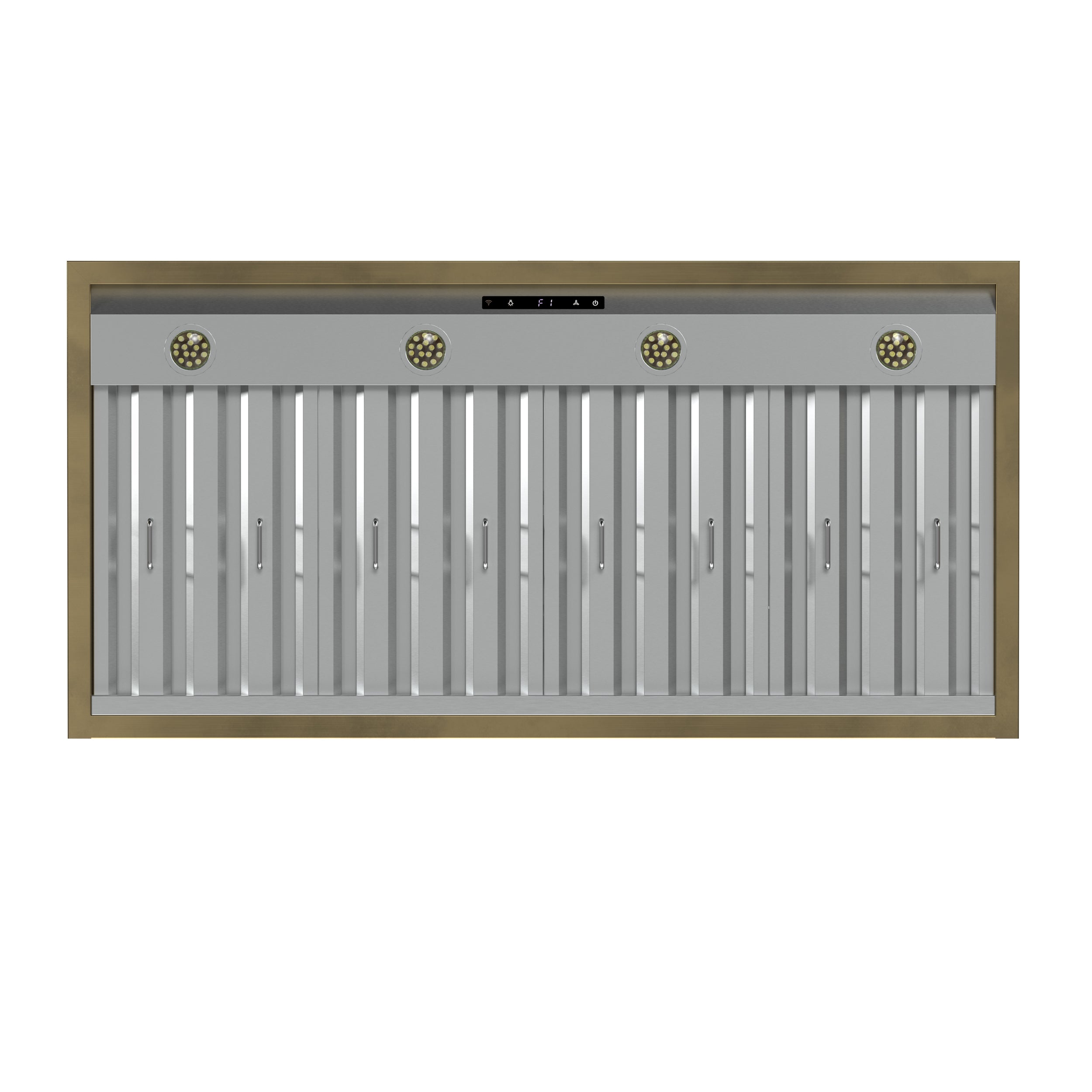 Forno Vittorio 48-Inch Wall Mount Range Hood, White with Antique Brass Trim, 424 CFM Airflow, Dishwasher-Safe Baffle Filters, Remote Control, 3-Speed Fan, Bright LED Lighting