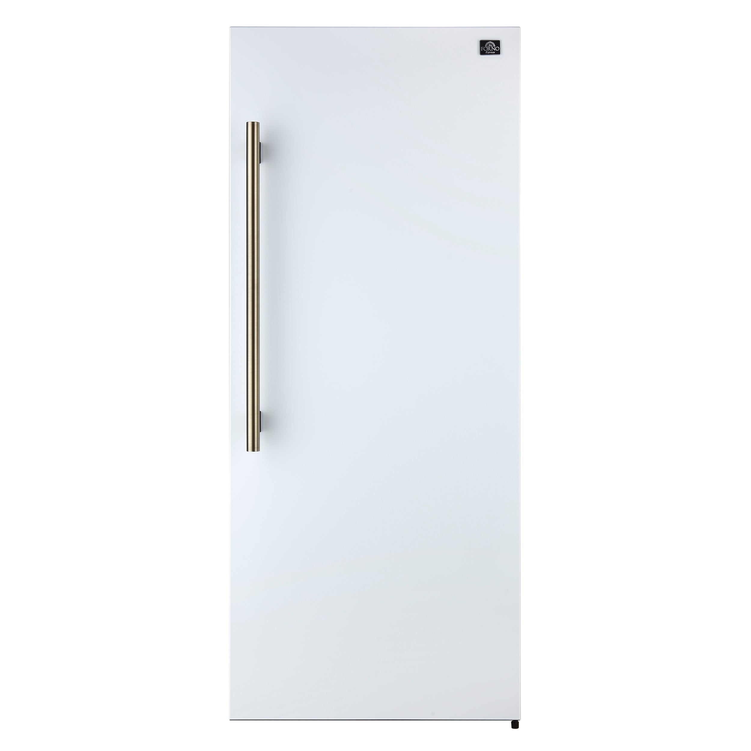 Forno Maderno 28-Inch Built-In Convertible Refrigerator in White with Antique Brass Handle, 13.6 cu.ft. Right Swing with Decorative Grill - 32-Inch Wide