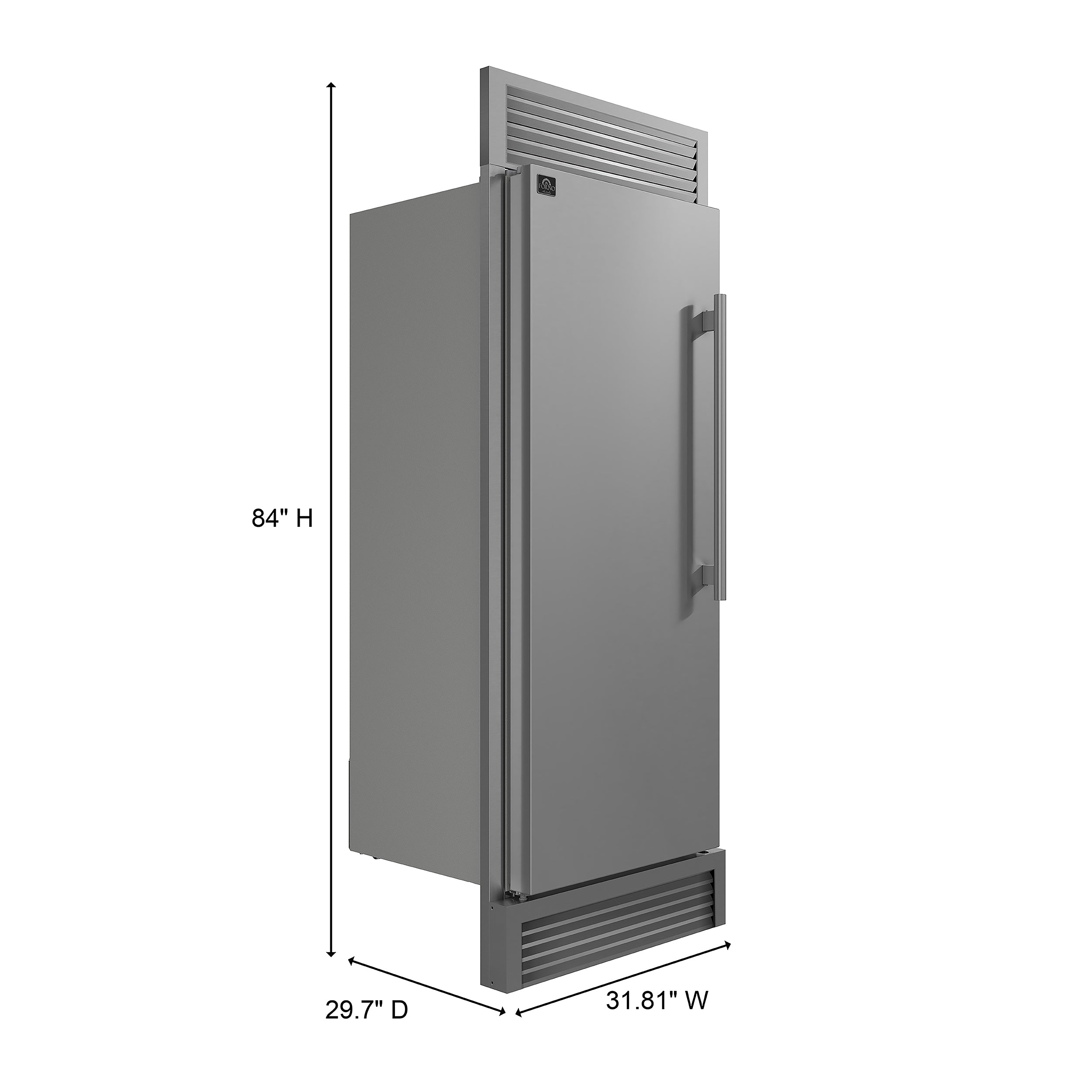Forno Maderno 28" Built-In Convertible Refrigerator, 13.6 cu.ft. Left Swing with Decorative Grill - 32" Wide