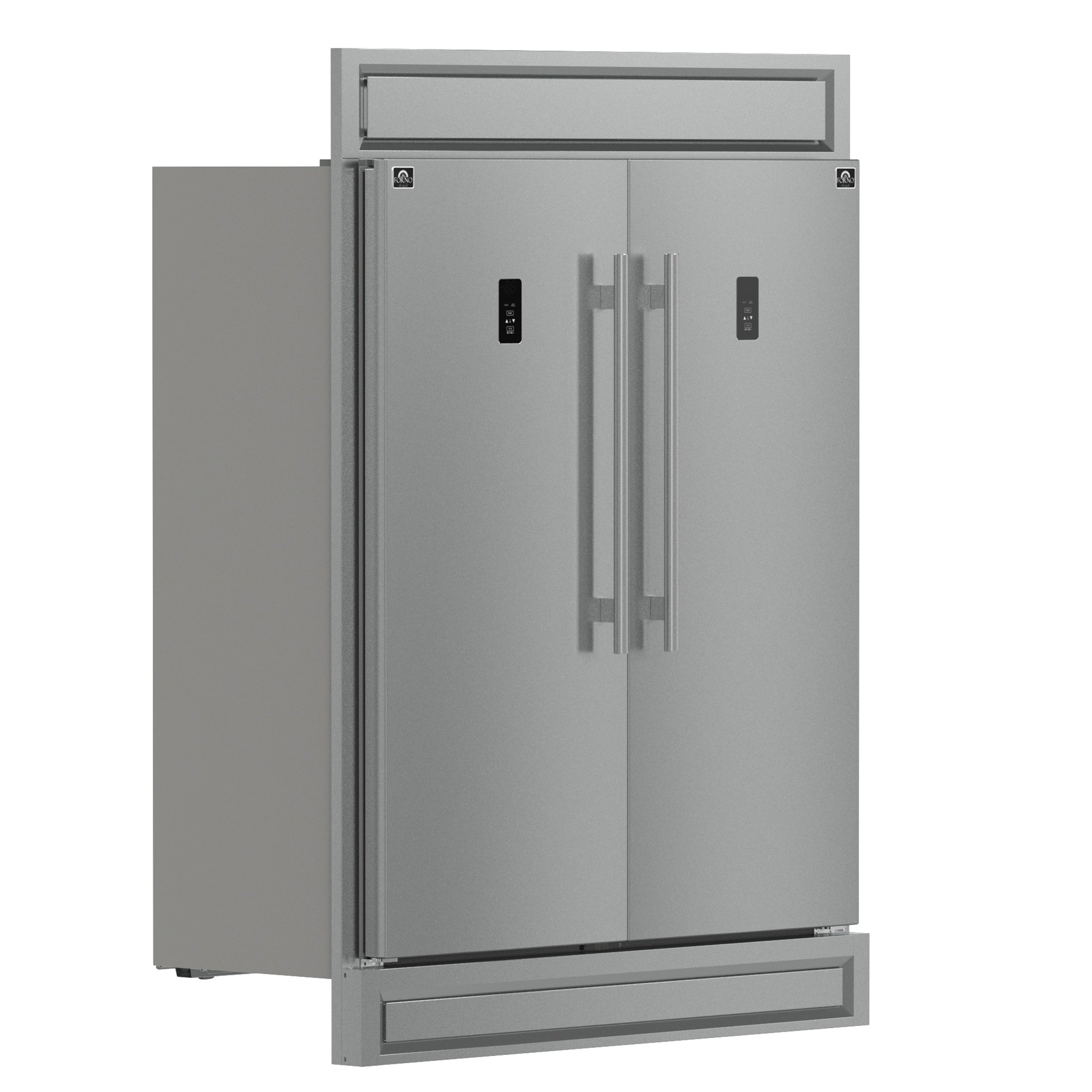 Forno Fortezza 60 Inch Convertible Refrigerator/Freezer with Modern Trim Kit, Stainless Steel, Total No Frost, with Automatic Ice Maker