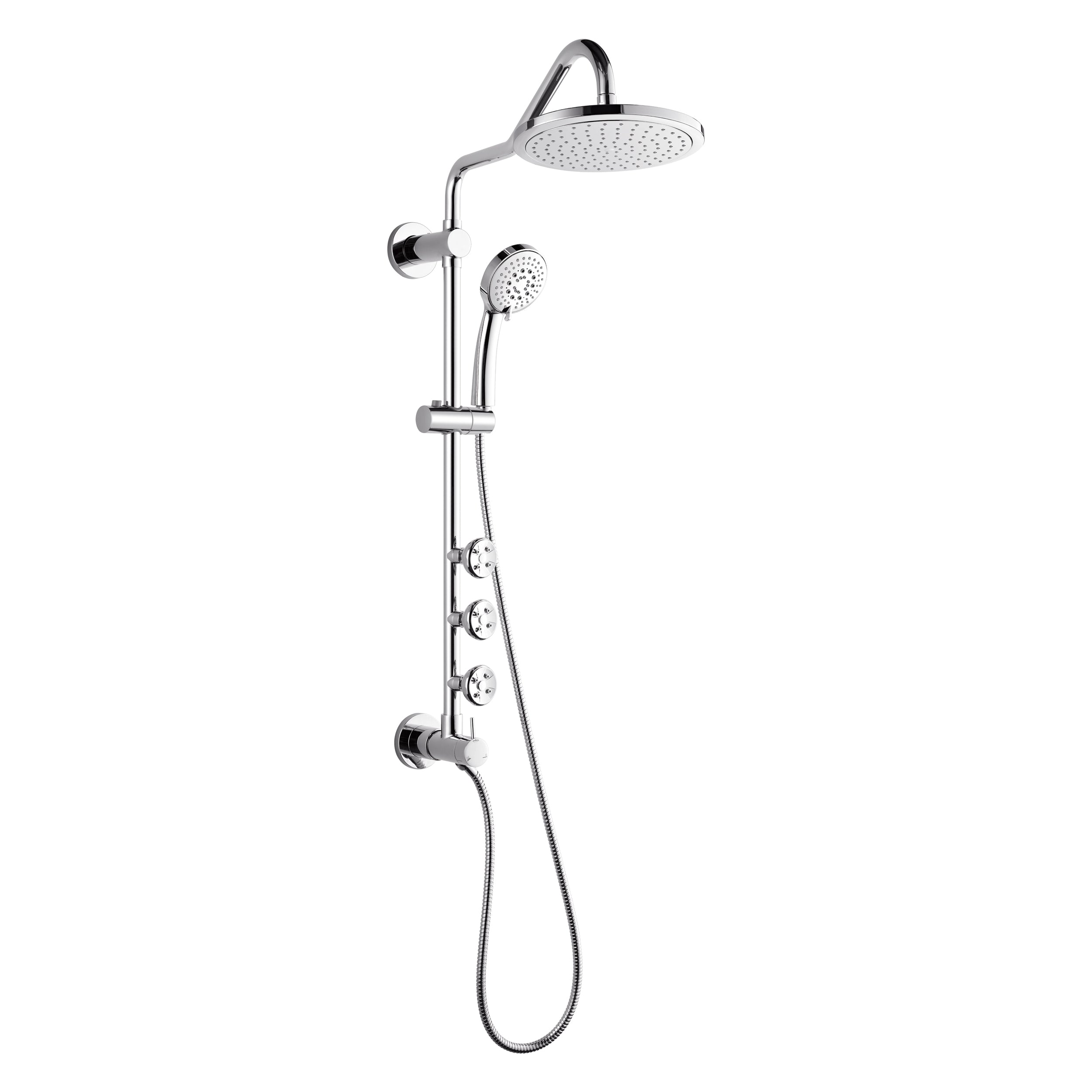 Forno Acqua AcquaSPA Retrofit Shower, Overhead Rainfall Shower, Handheld Shower Head, Body Jets, 6 Way Diverter, Polished Stainless Steel Finish, 1.8 GPM Flow Rate
