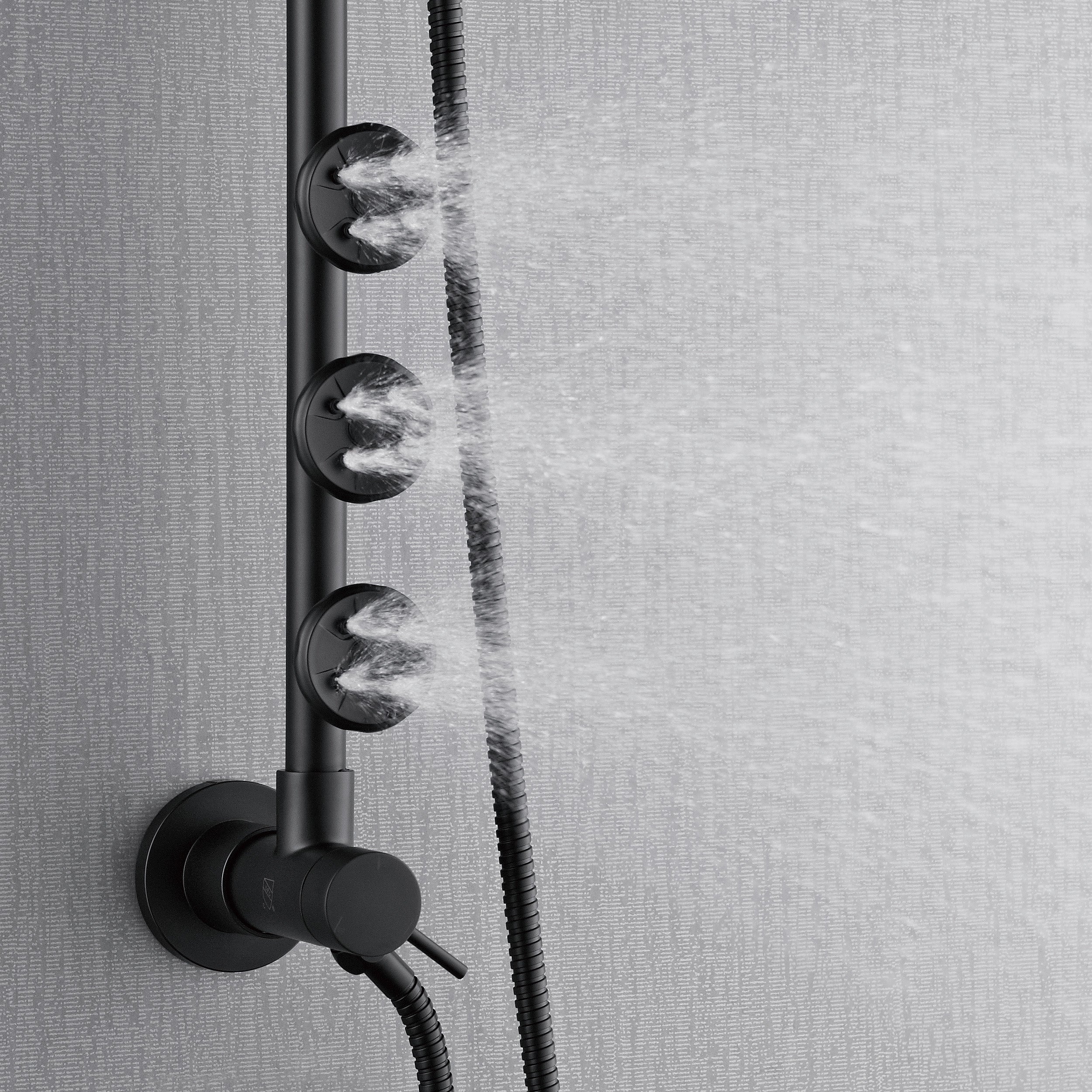 Forno Acqua AcquaSPA Retrofit Shower, Overhead Rainfall, 8 Inch Shower Head, Handheld Shower Head, Body Jets, 6 Way Diverter, Matte Black Finish, 2.5 GPM Flow Rate