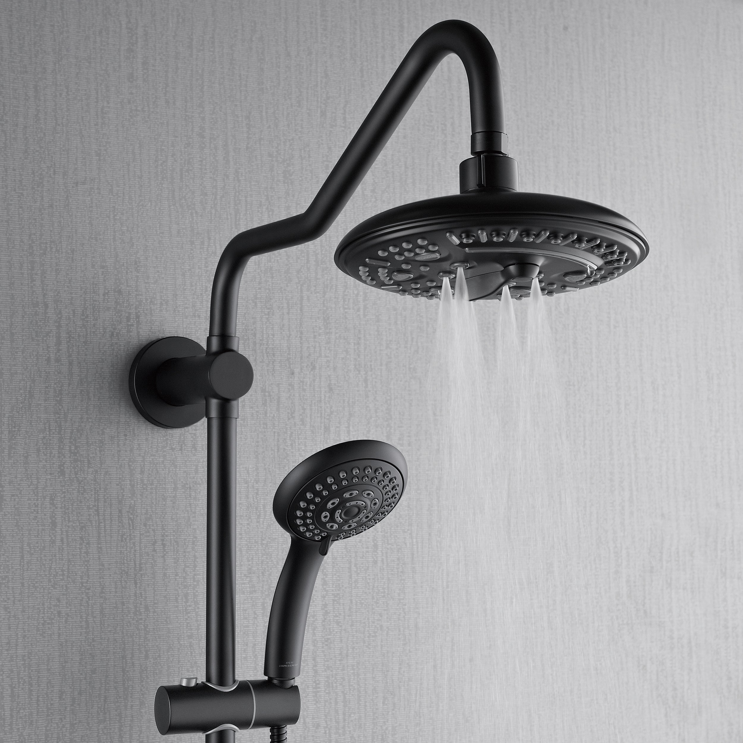Forno Acqua AcquaSPA Retrofit Shower, Overhead Rainfall, 8 Inch Shower Head, Handheld Shower Head, Body Jets, 6 Way Diverter, Matte Black Finish, 2.5 GPM Flow Rate