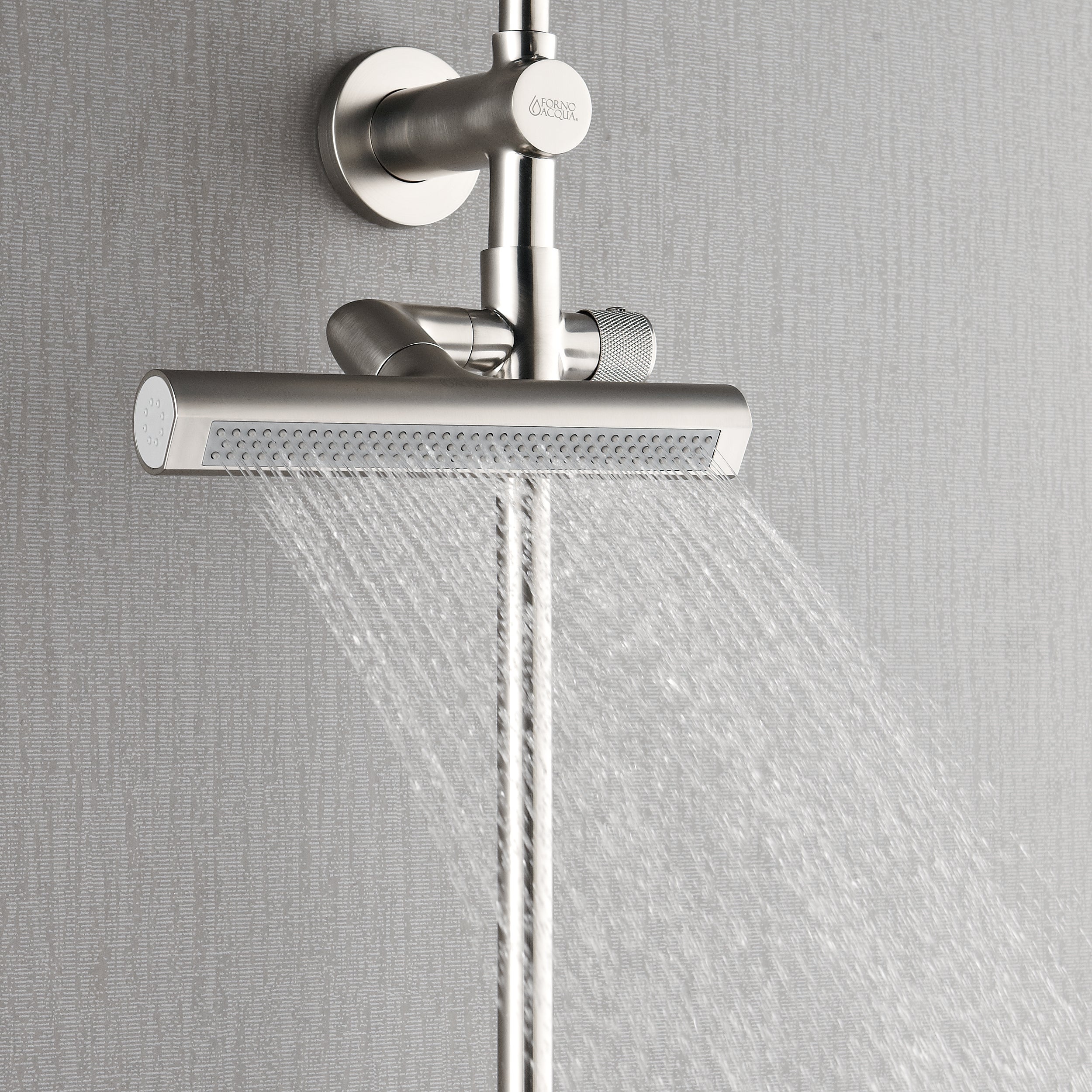 Forno Acqua AcquaFALL Shower, Brushed Nickel Finish, Overhead Rainfall Shower, Handheld Shower Head, Body Jets, 1.8 GPM Flow Rate