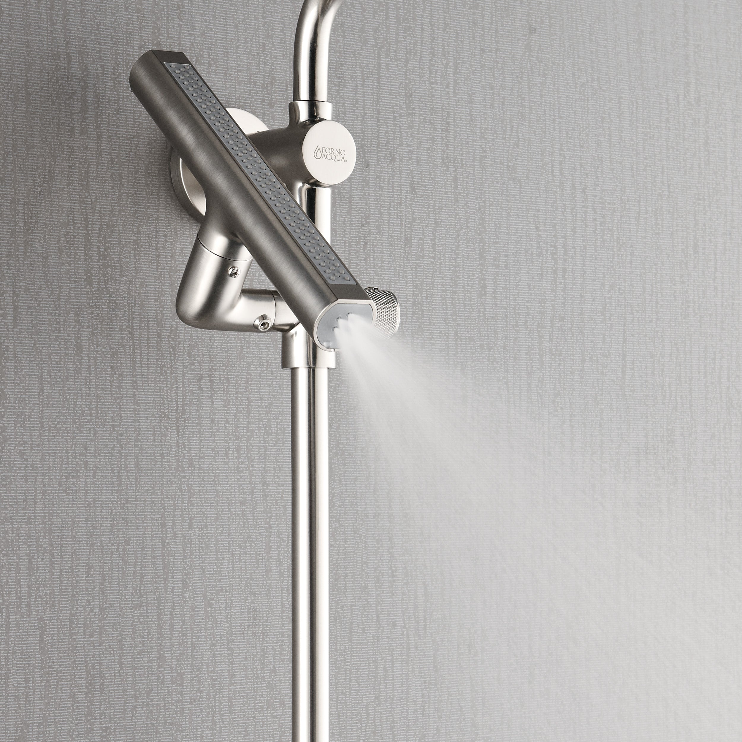 Forno Acqua AcquaFALL Shower, Brushed Nickel Finish, Overhead Rainfall Shower, 7 Way Diverter, Handheld Shower Head, Body Jets, 2.5 GPM Flow Rate