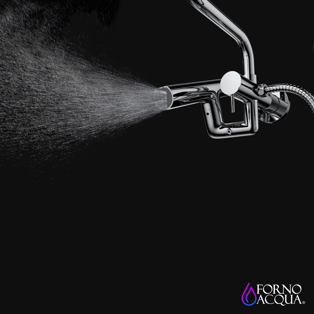 Forno Acqua AcquaFALL Mini Shower Head, Brushed Nickel Finish, Overhead Rainfall Shower, 7 Way Diverter, Handheld Shower Head, Body Jets, 2.5 GPM Flow Rate