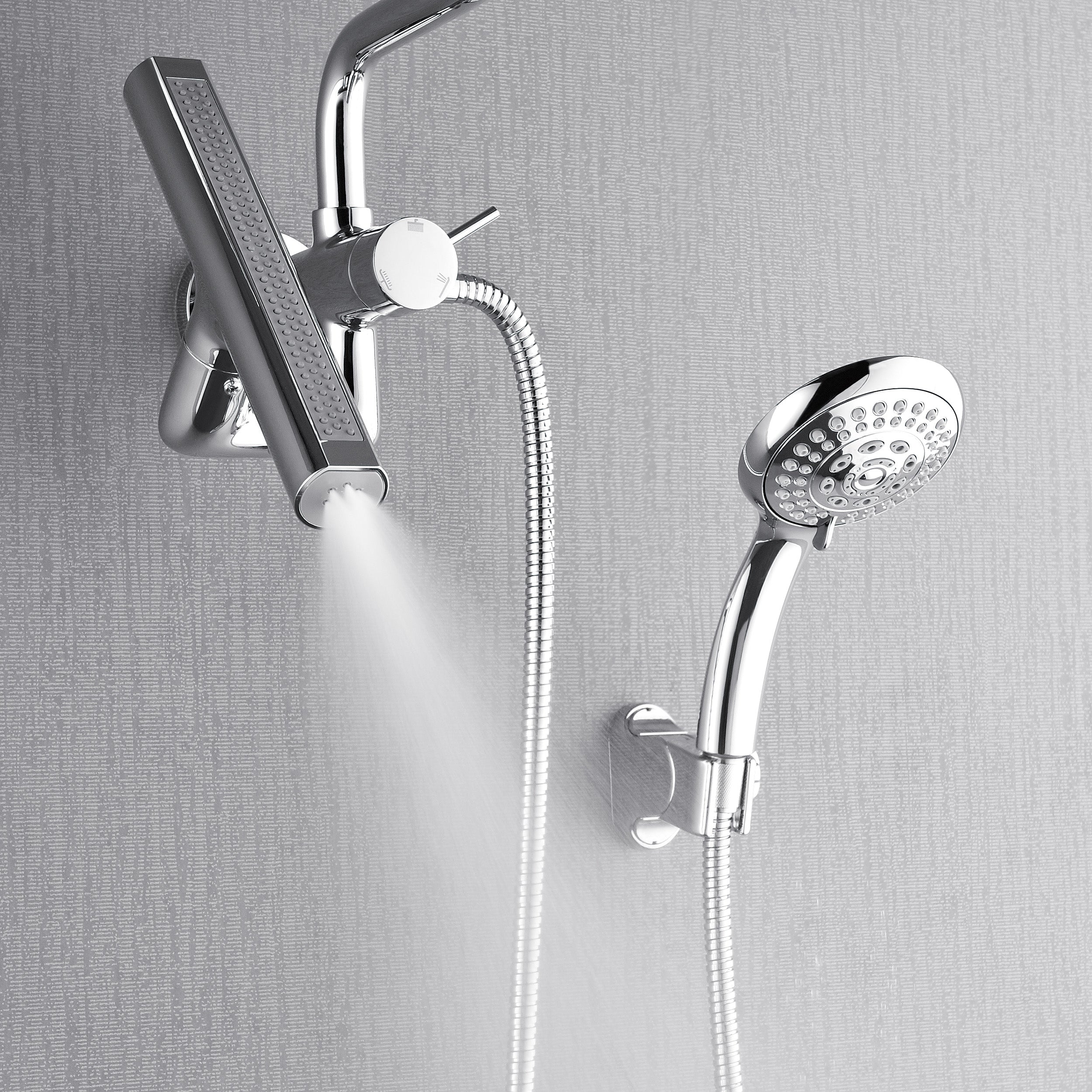 Forno Acqua AcquaFALL Mini 8 Inch Shower Head, Polished Stainless Steel Finish, Overhead Rainfall Shower, Handheld Shower Head, Body Jets, 2.5 GPM Flow Rate