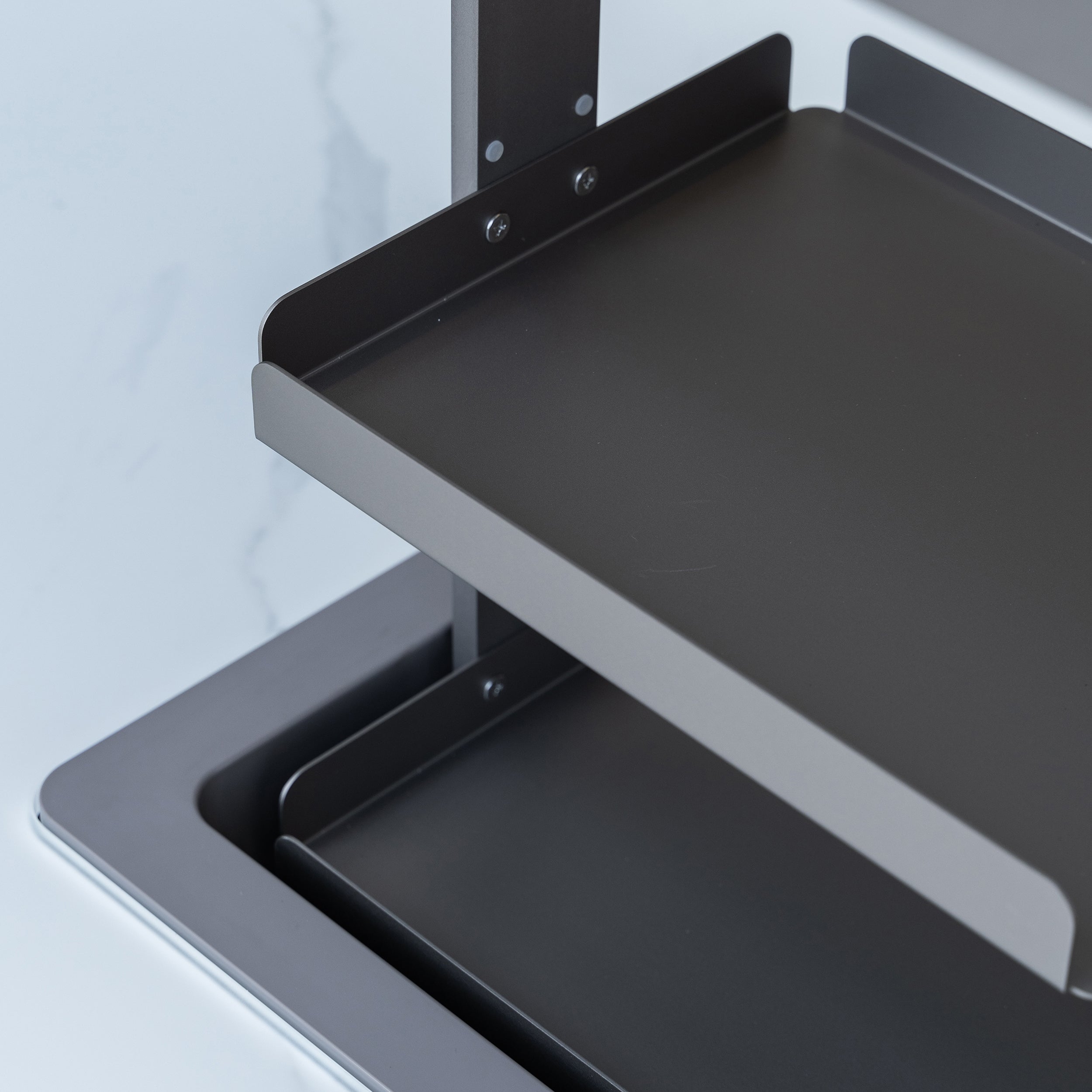 Cinetico Smart Dining Table in White, 5.3 cu.ft fridge and freezer with Bluetooth control