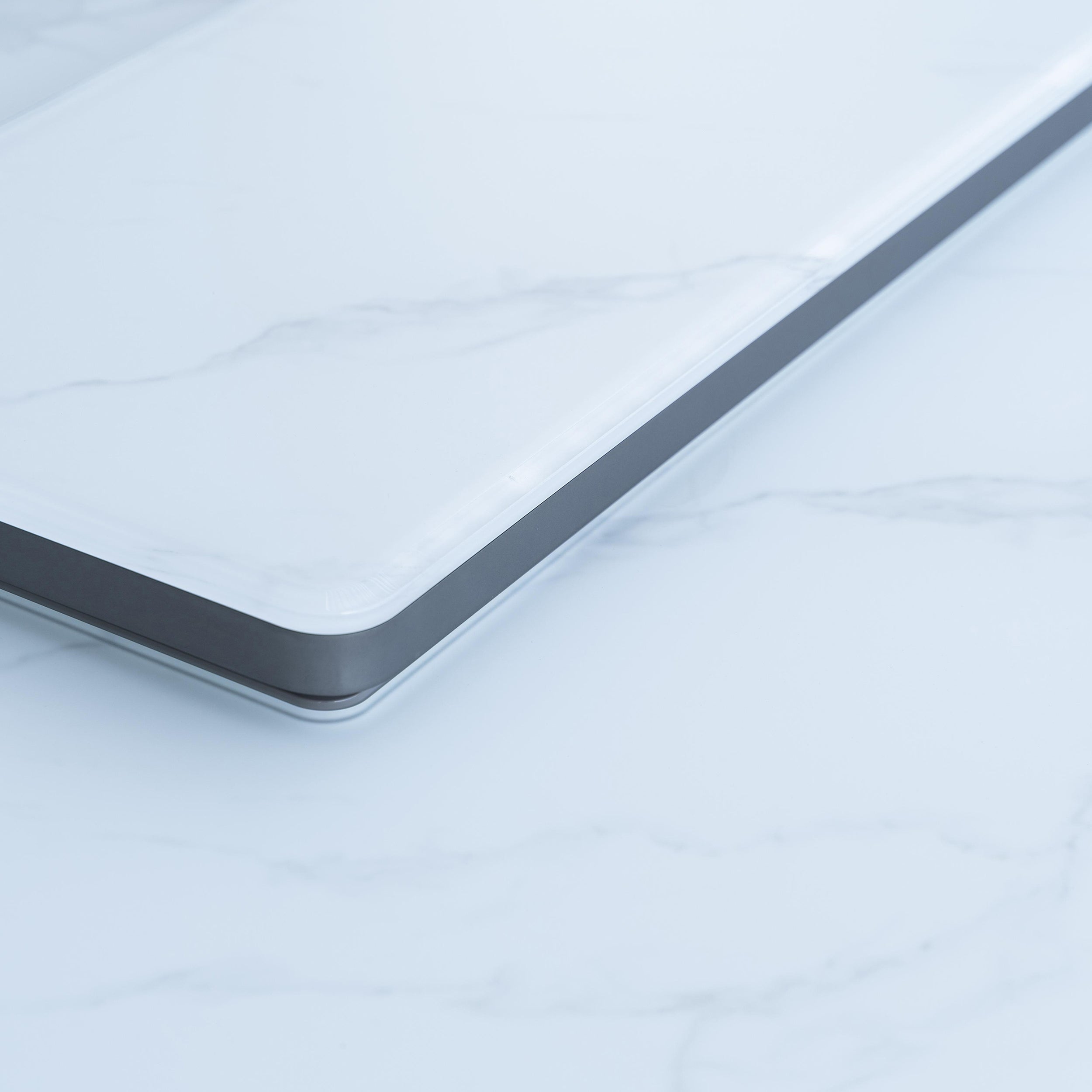 Cinetico Smart Dining Table in White, 5.3 cu.ft fridge and freezer with Bluetooth control