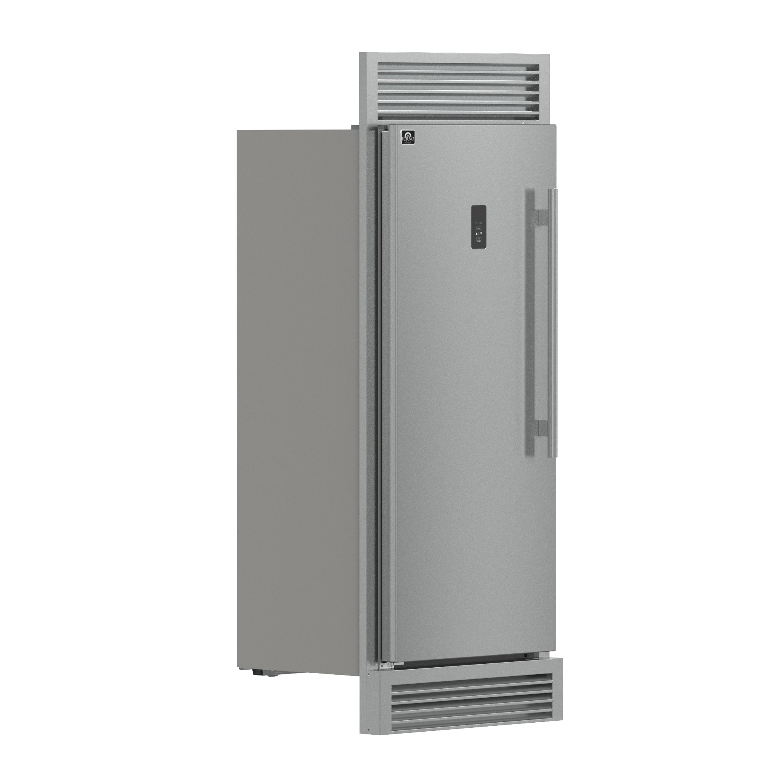 Forno Fortezza 32 Inch Left-Swing Freezer with Standard Trim Grill, Stainless Steel, with Automatic Ice Maker