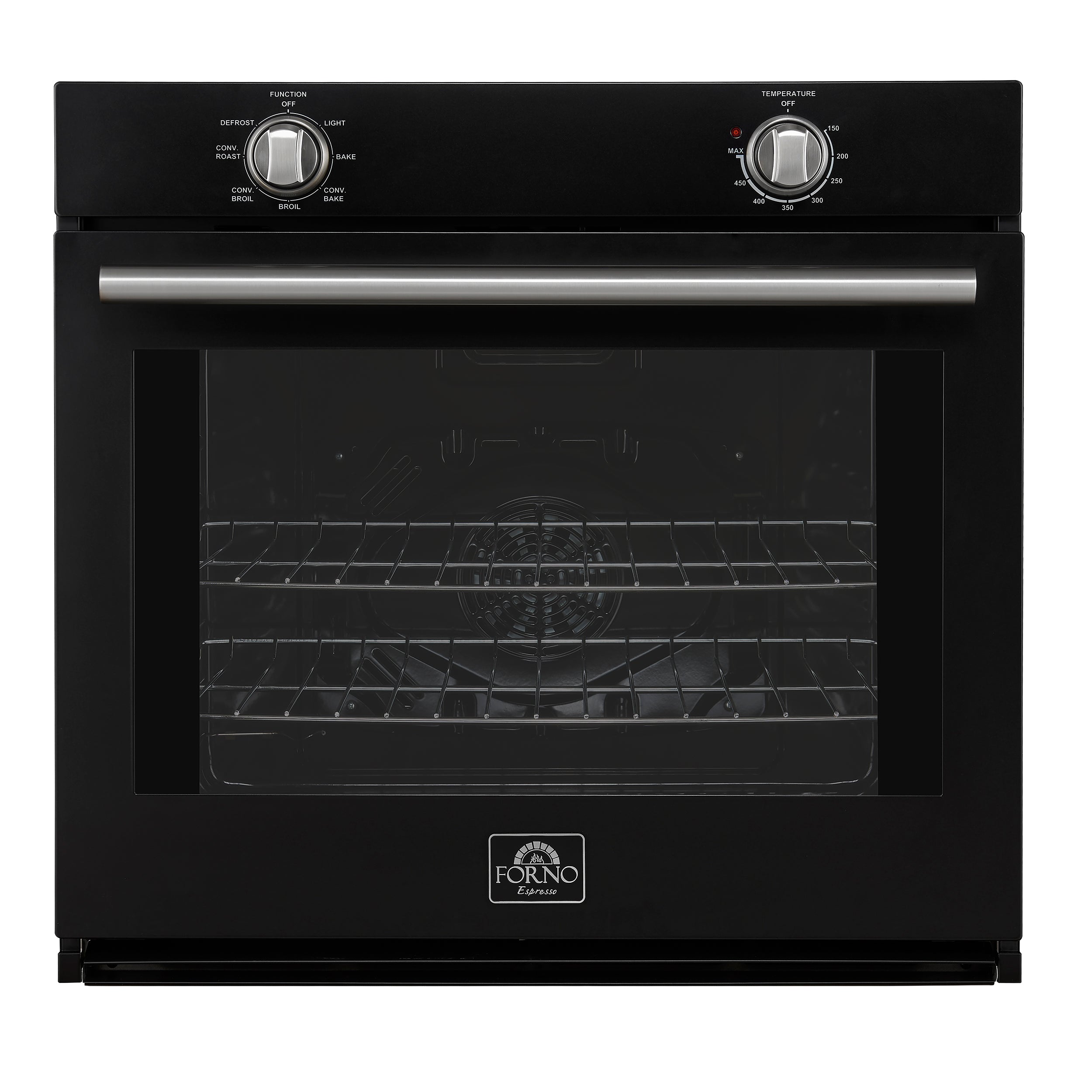 Forno Vomero 30-Inch Wall Oven, Black, 5 cu.ft Capacity, 3550 Watts Convection, Mechanical Controls, Manuel Steam Clean