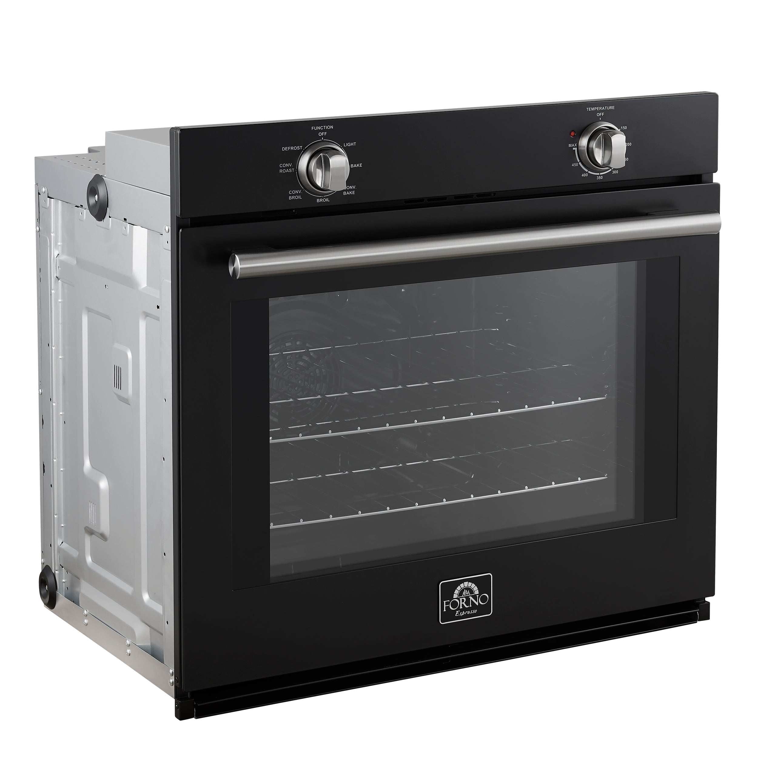 Forno Vomero 30-Inch Wall Oven, Black, 5 cu.ft Capacity, 3550 Watts Convection, Mechanical Controls, Manuel Steam Clean