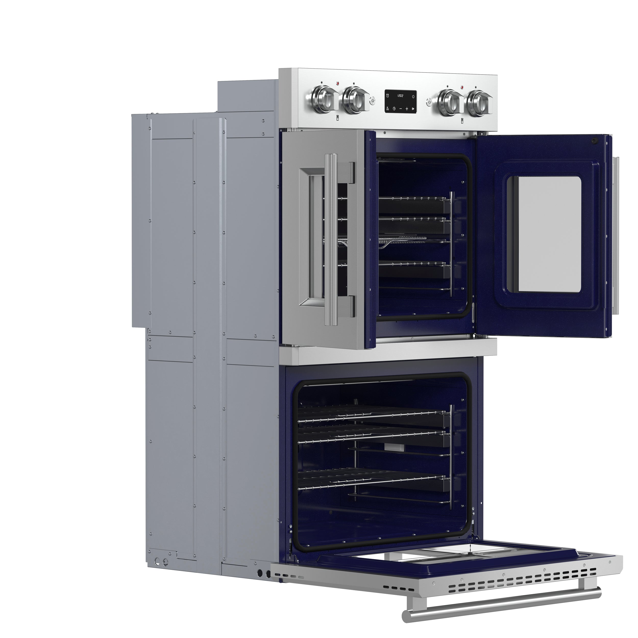 Forno Gallico 30-Inch Electric French Door Double Oven, Stainless Steel, Convection Cooking, Touch Control Panel, Self-Cleaning Function